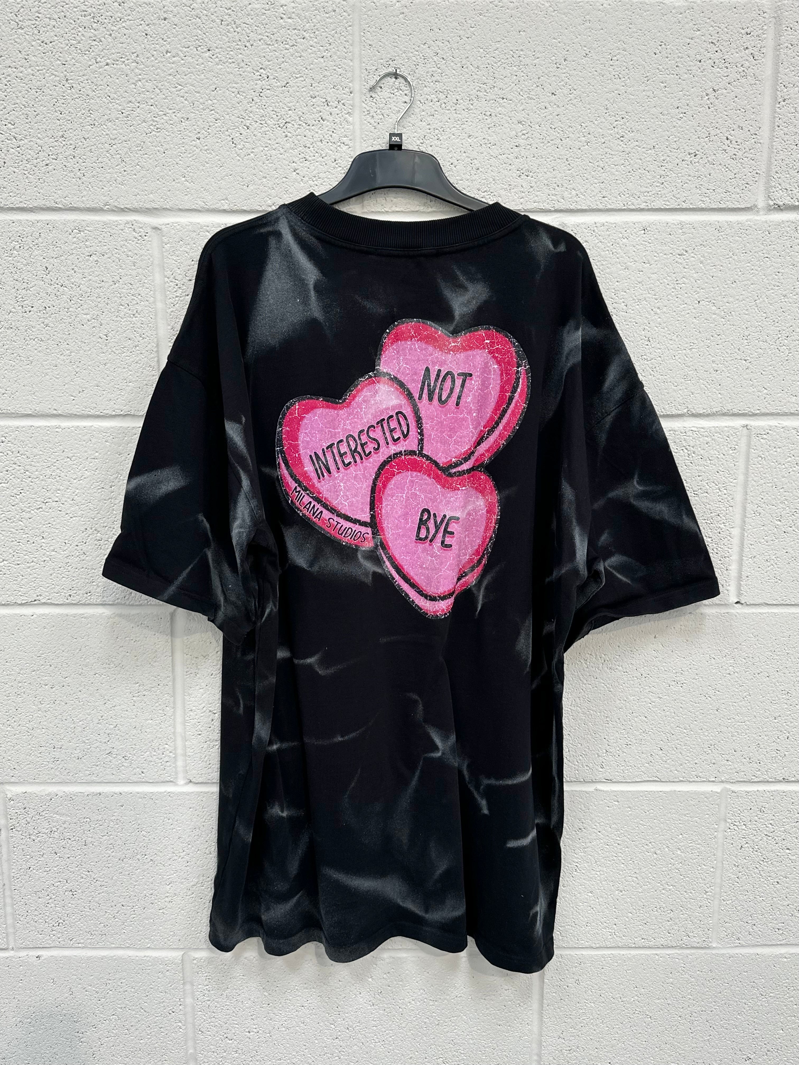 #L17 Black Spray Out Hearts Heavyweight T-shirt.