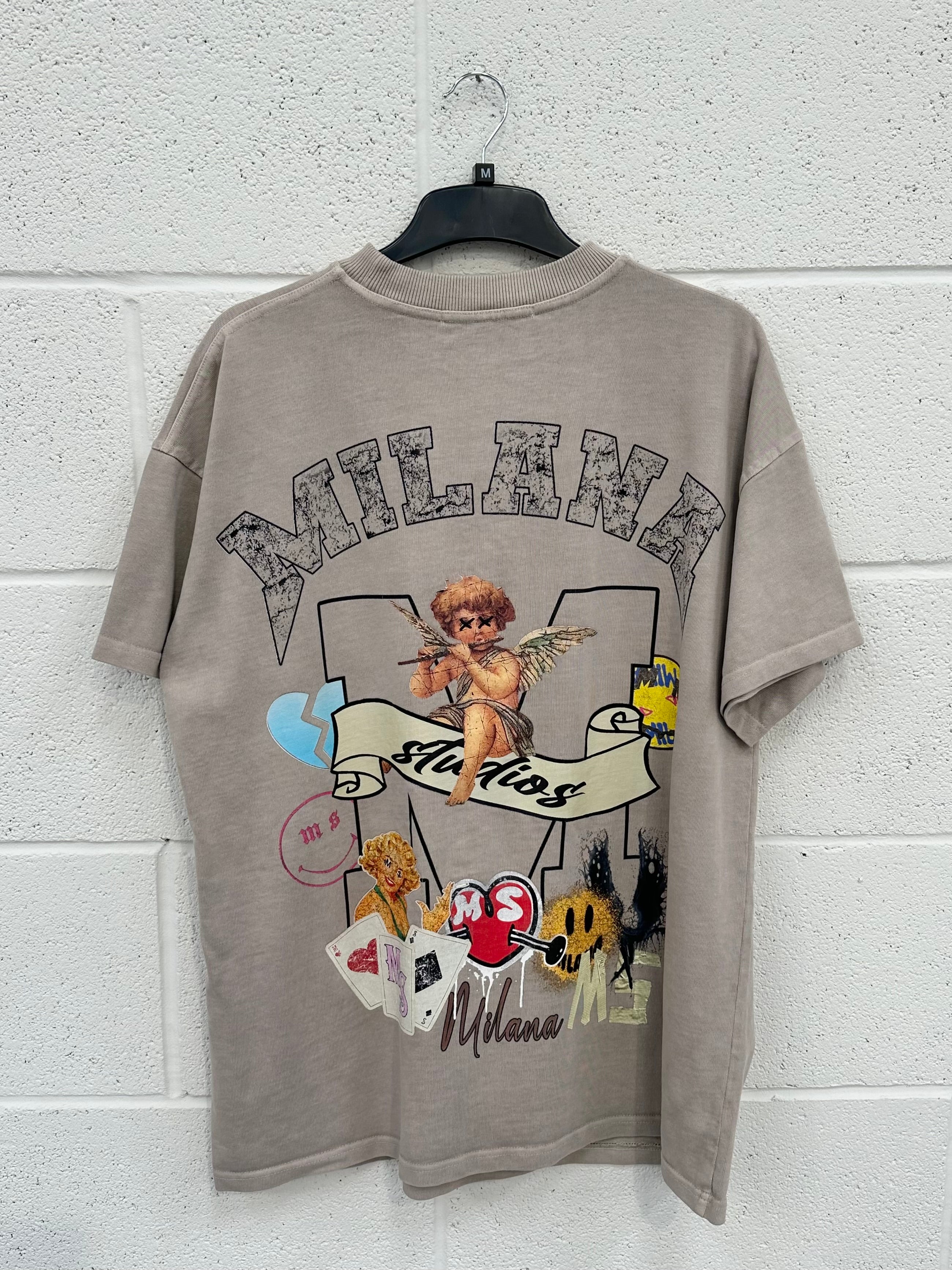 #H14 Washed Taupe Graphic Heavyweight T-shirt.