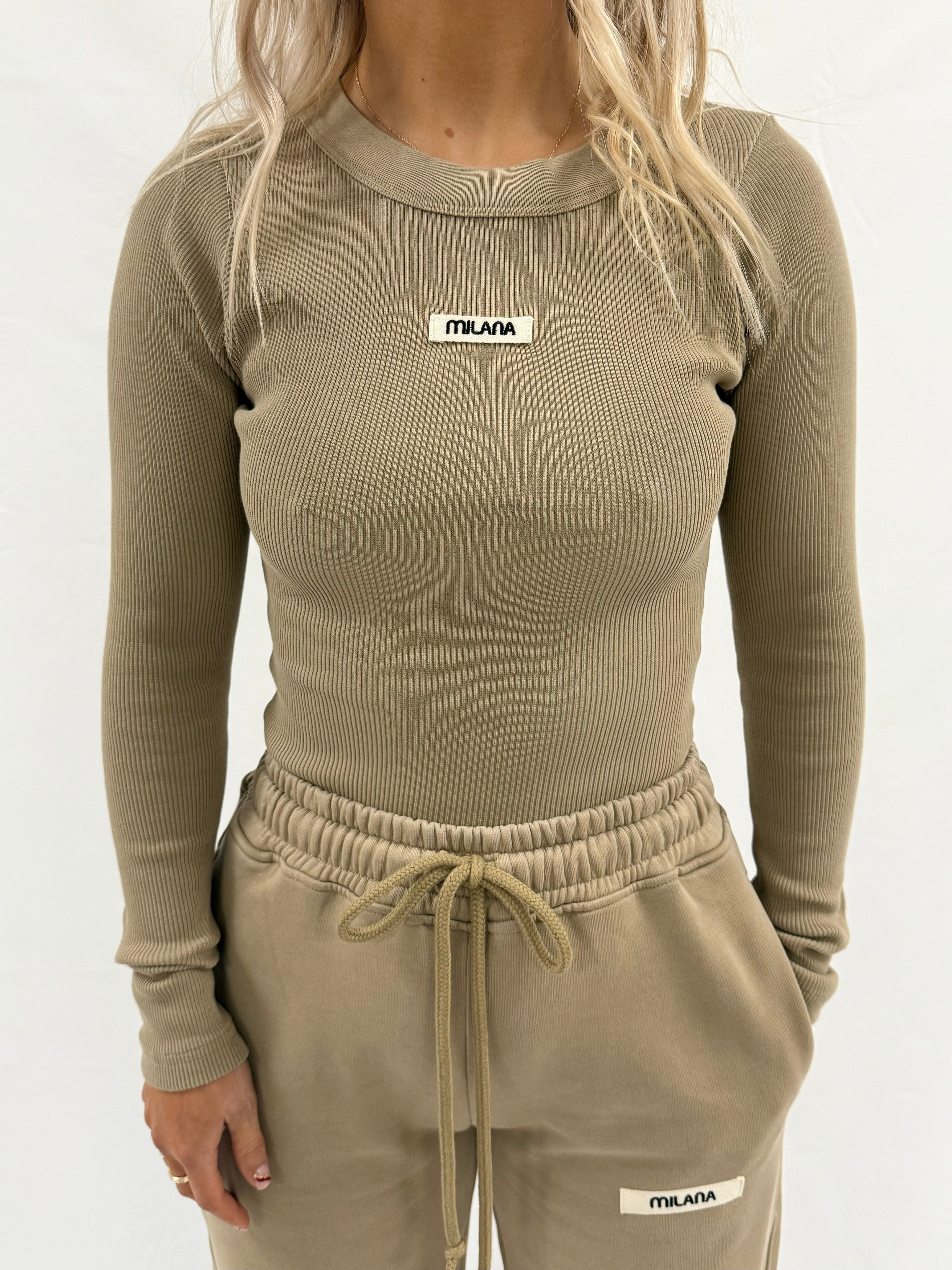 Khaki Brown Core Ribbed Long Sleeve.