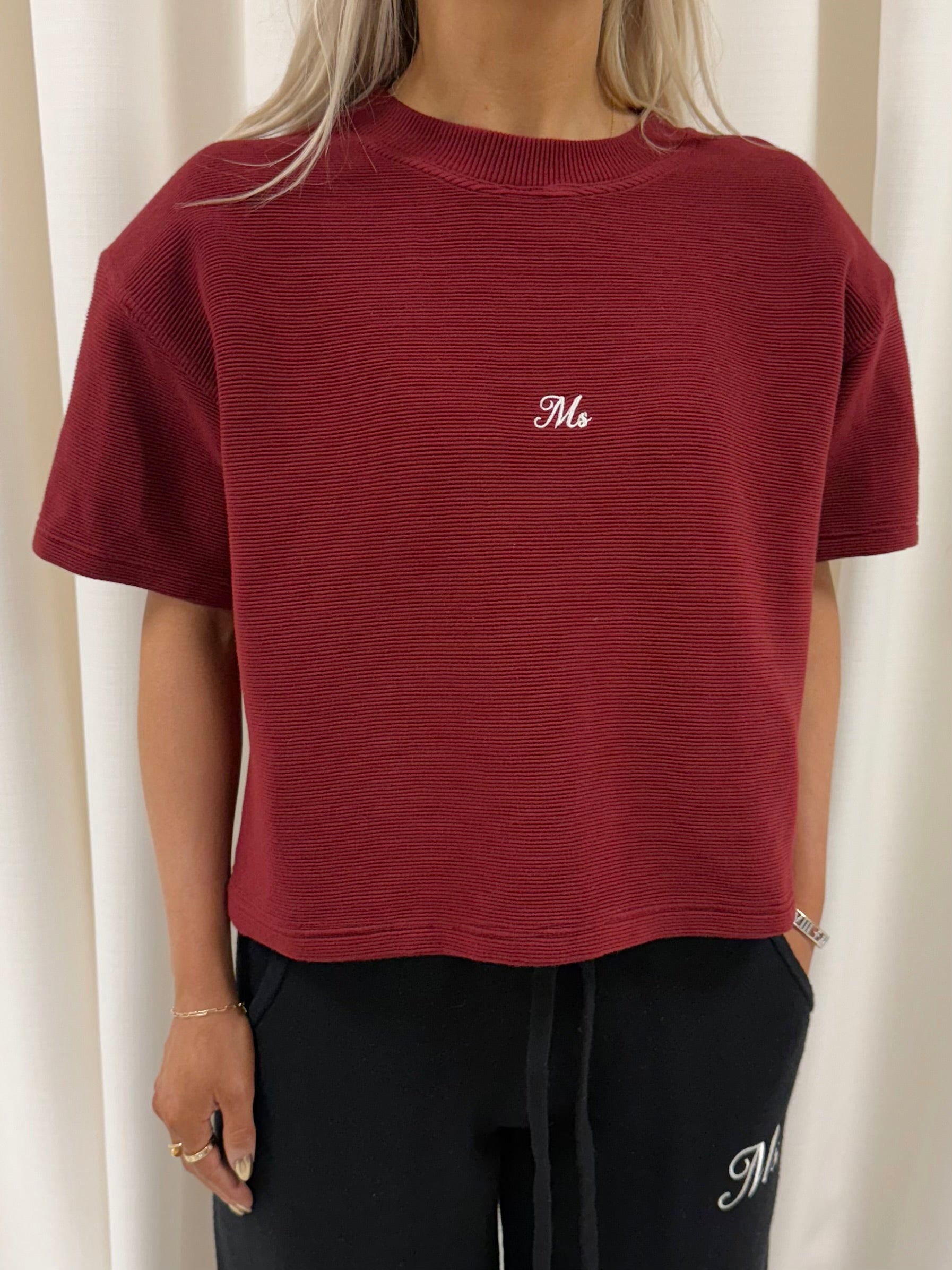 Burgundy Aura Ribbed Top.