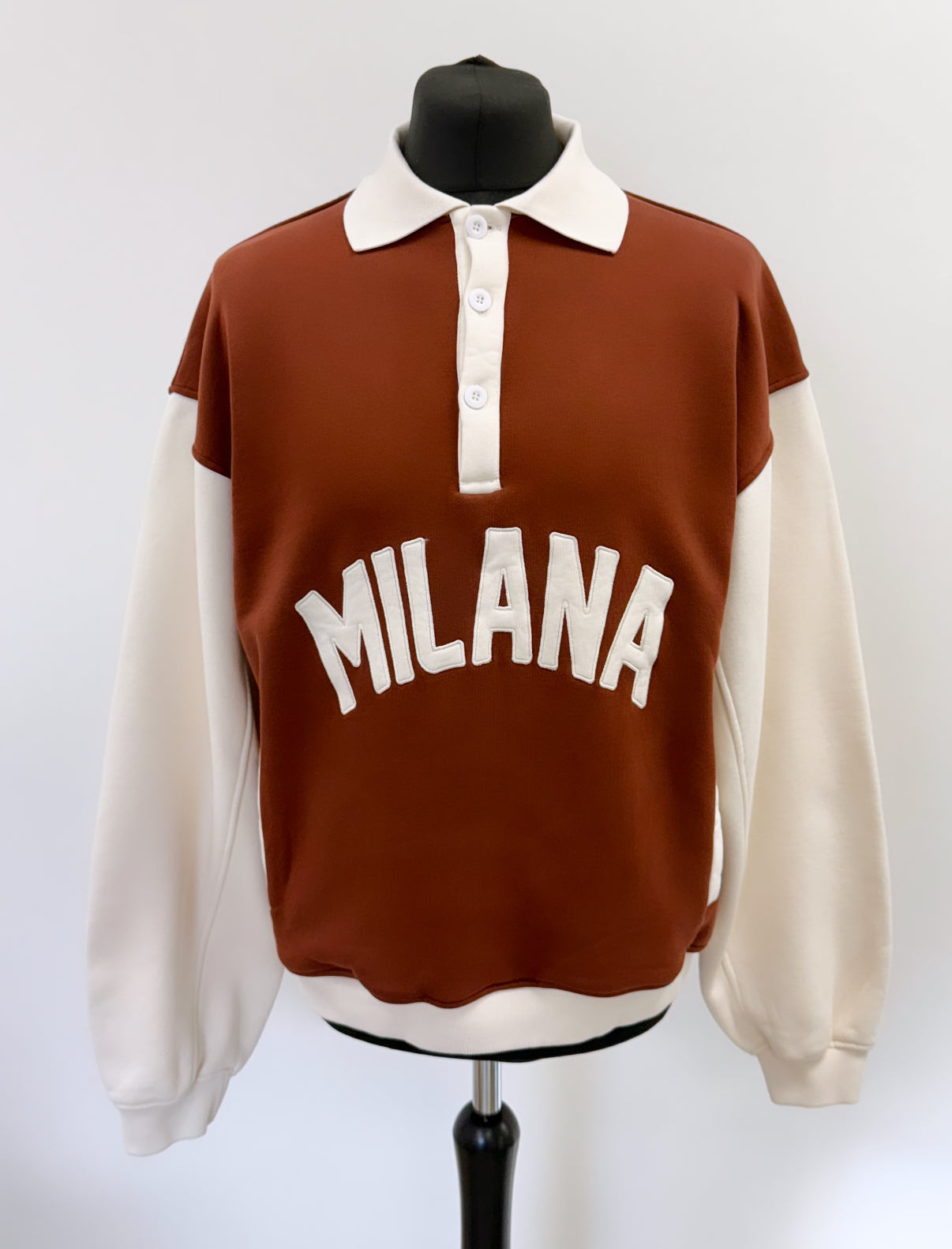 Burgundy Milana Button Heavyweight Polo Sweat.