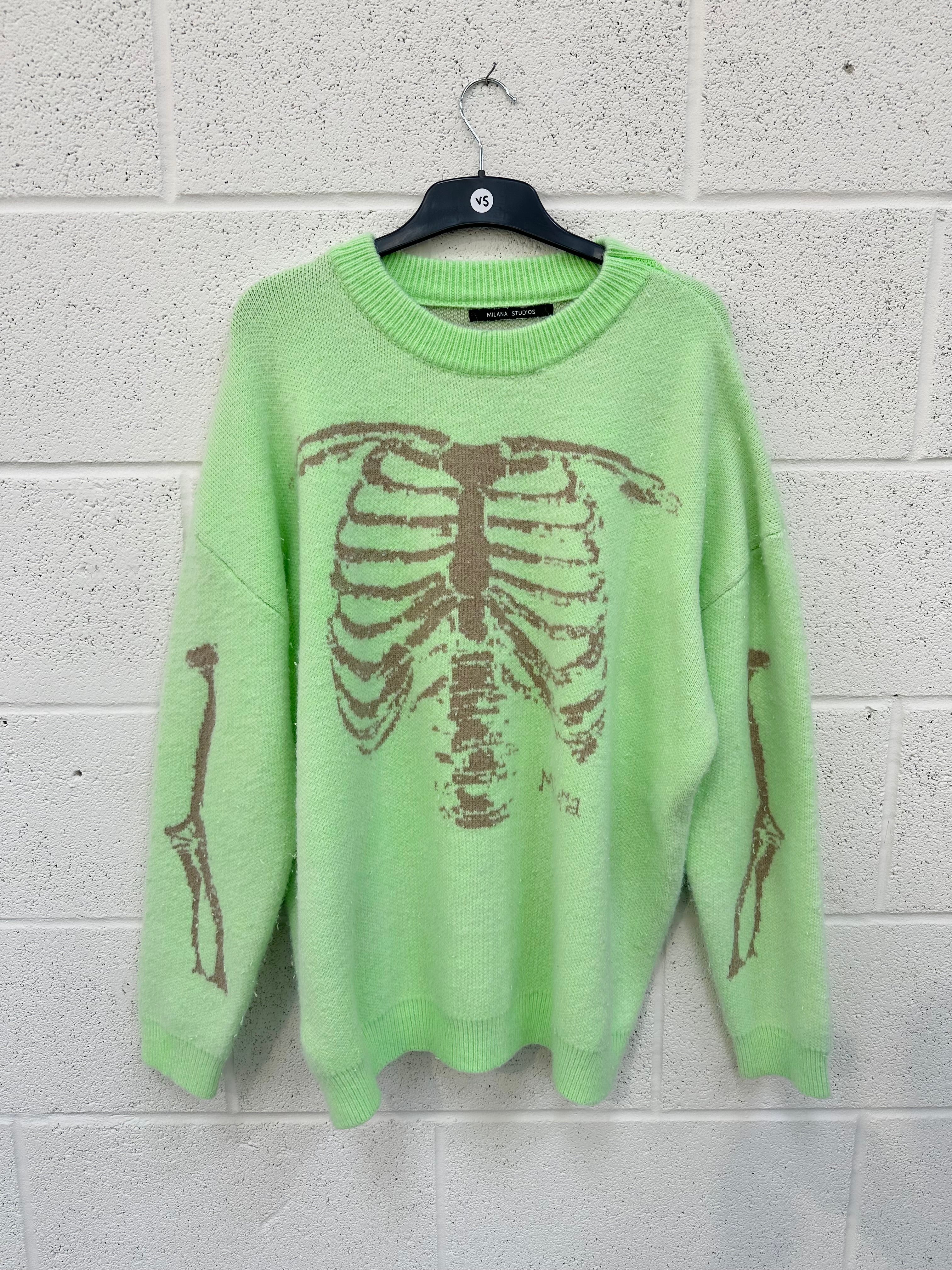 #V5 Washed Neon Green Knitted Sweatshirt.