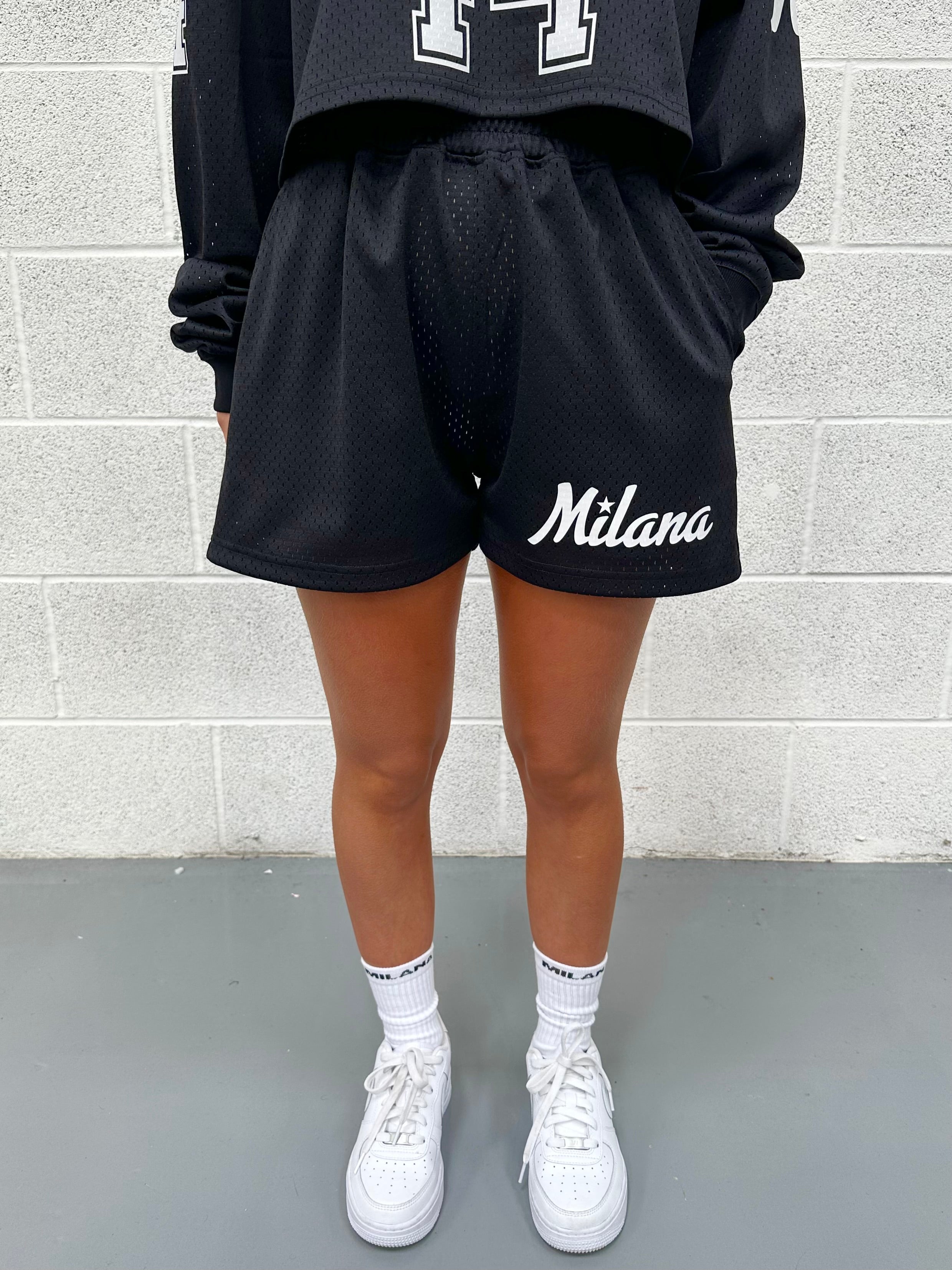 Black Mesh Mini Shorts.