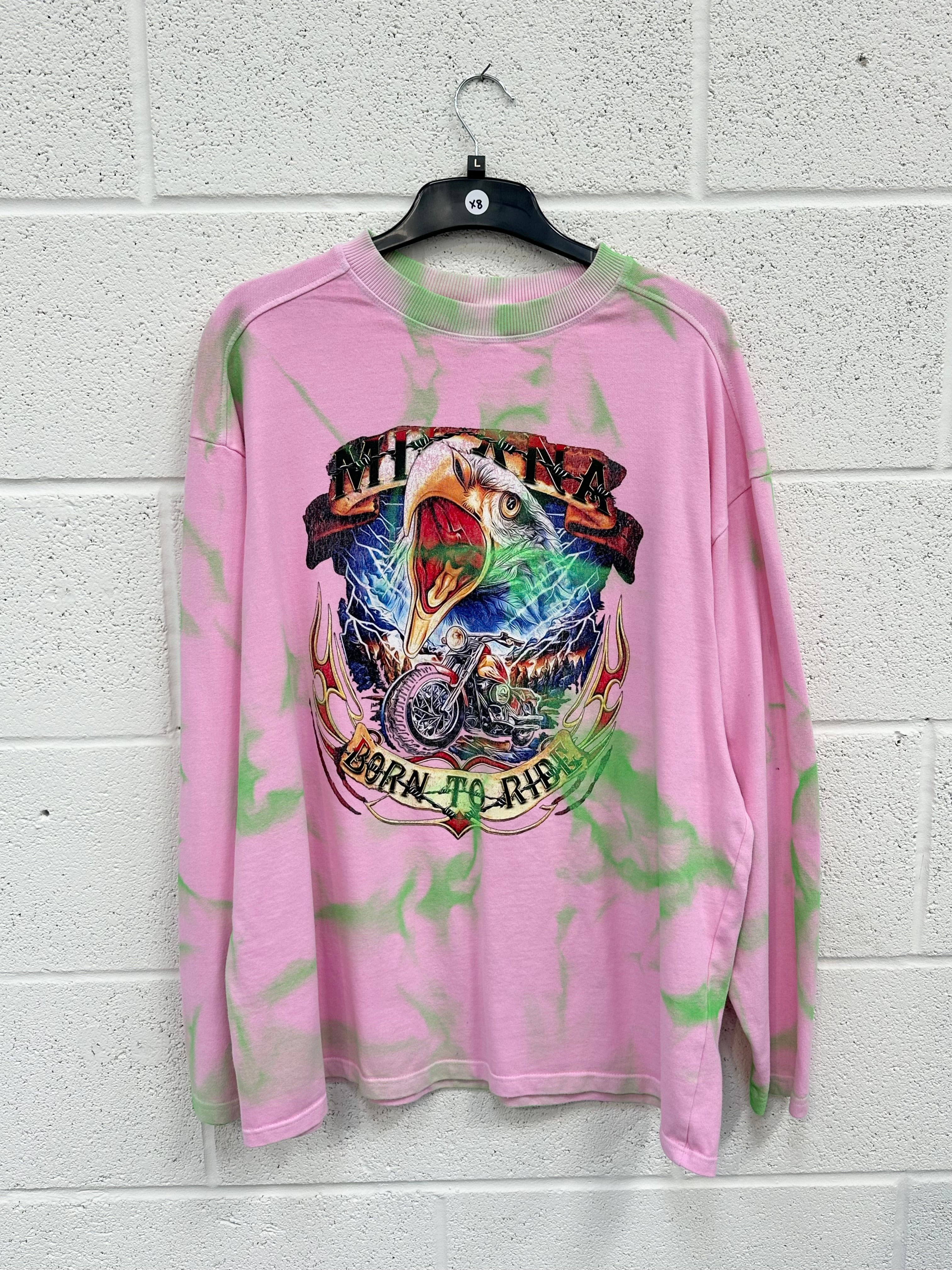 #X8 Pink Dye Effect Eagle Heavyweight Long Sleeve.