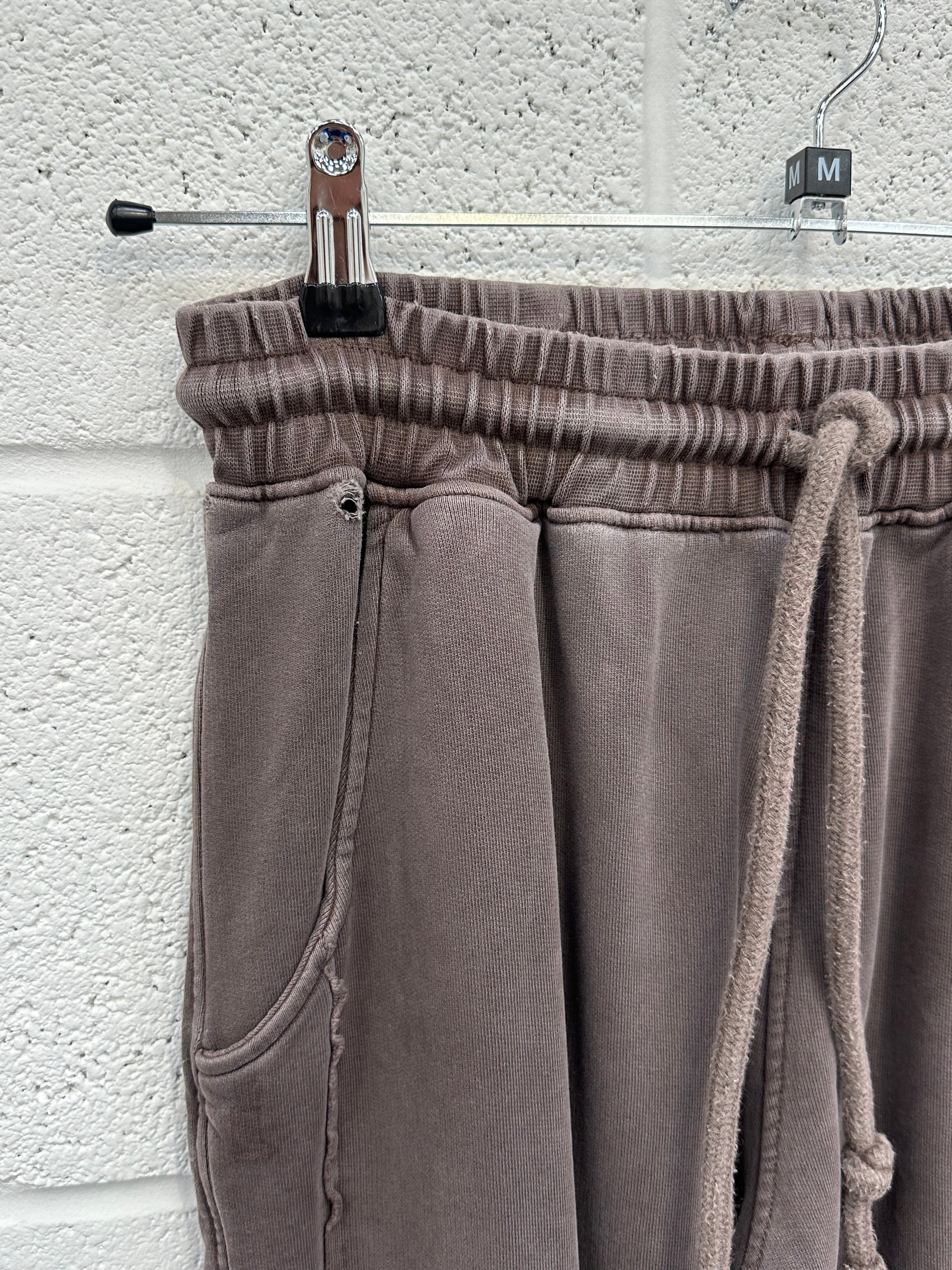 #H2 Washed Brown Bubble Heavyweight Sweatpants.