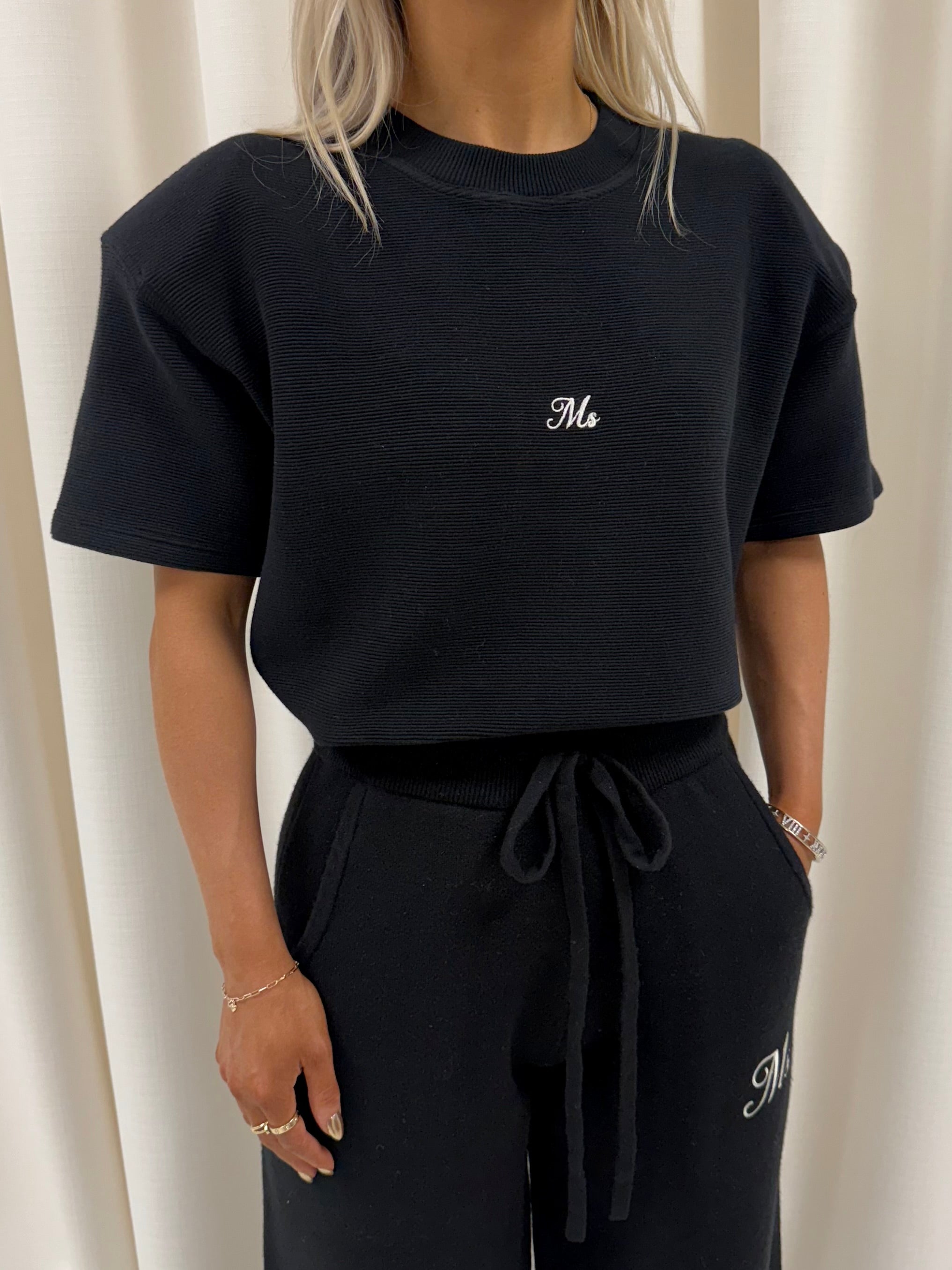 Black Aura Ribbed Top.