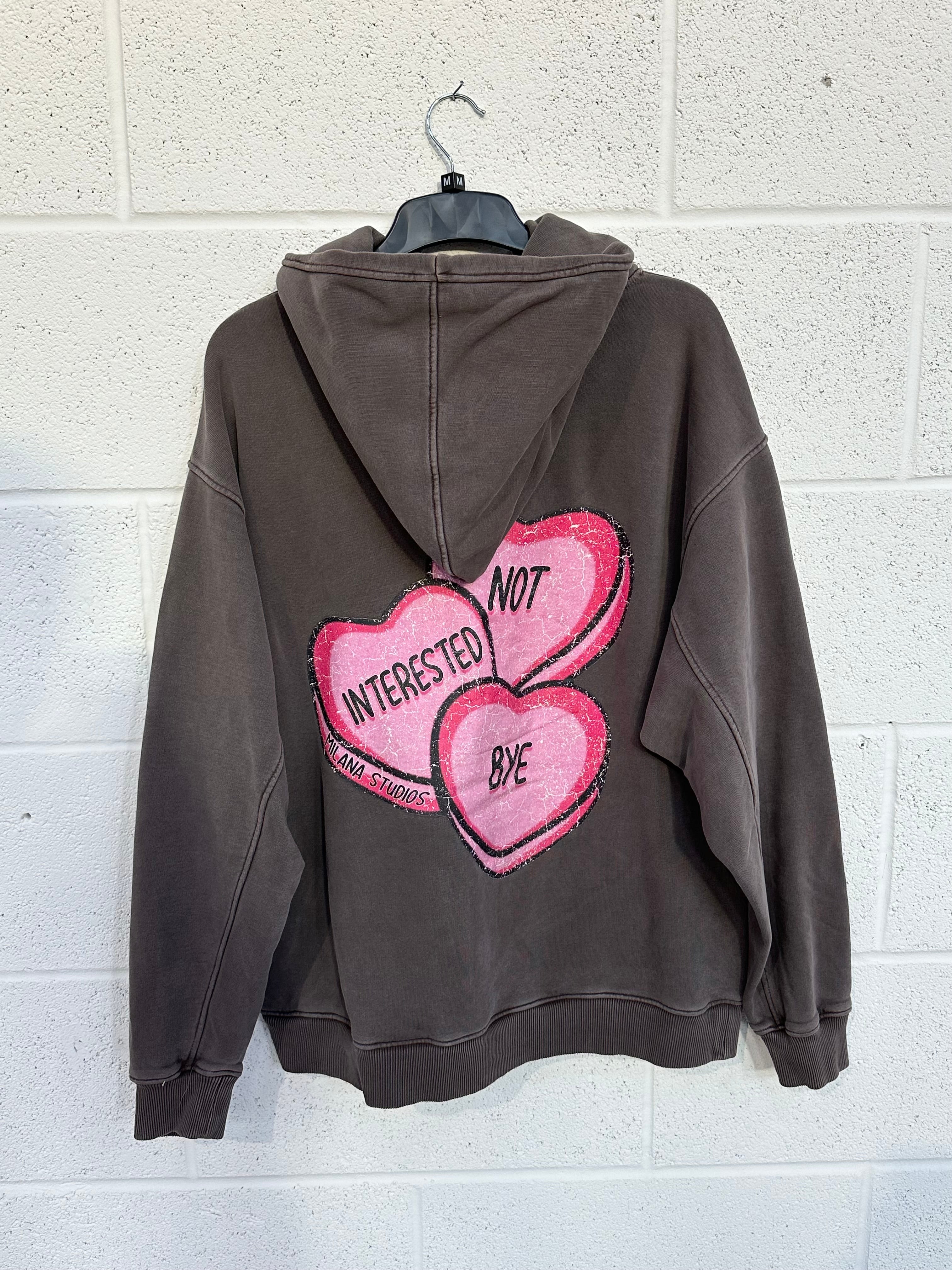 #K4 Washed Brown Heart Heavyweight Hoodie.