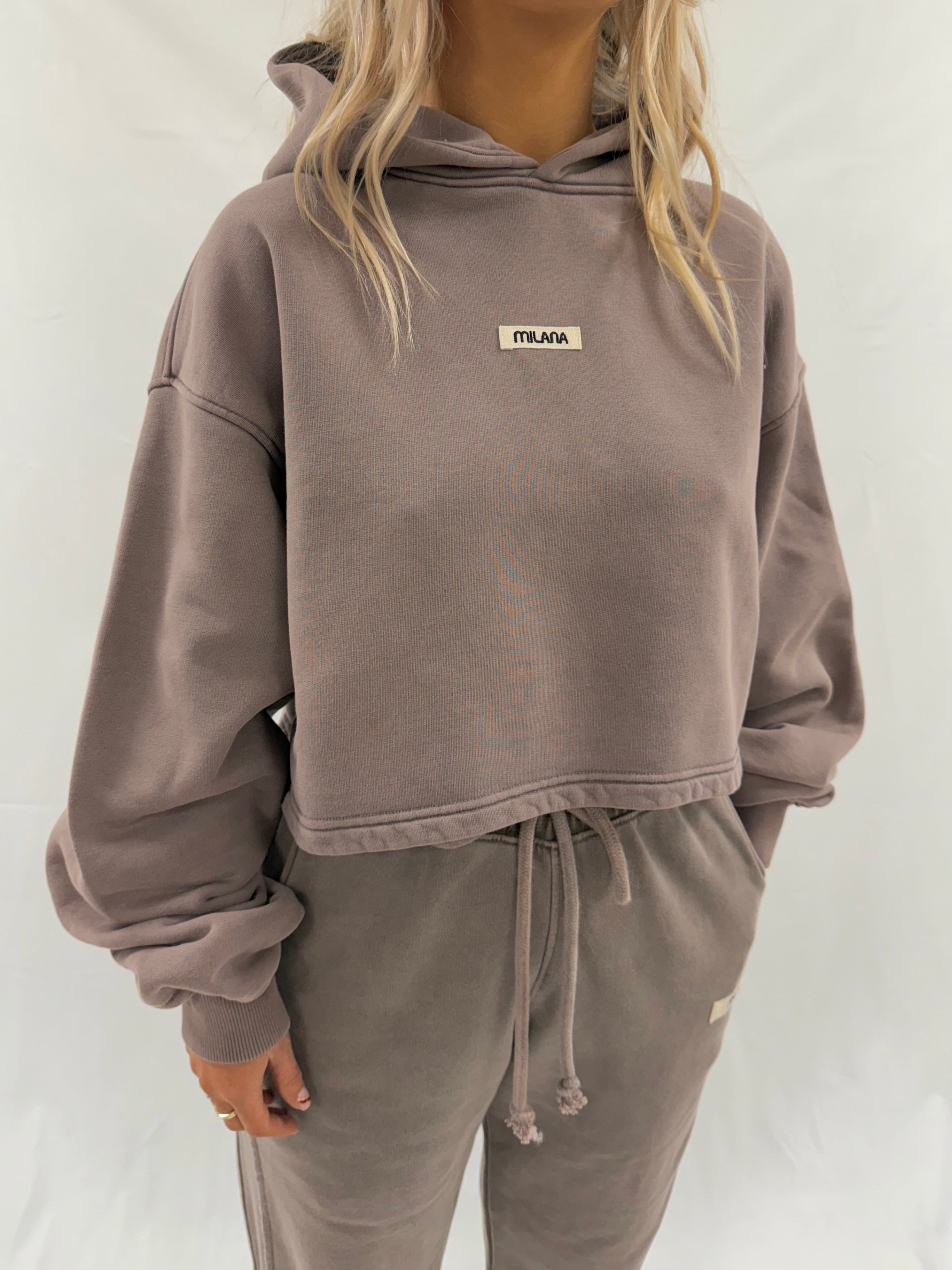 Washed Brown Core Heavyweight Cropped Hoodie.