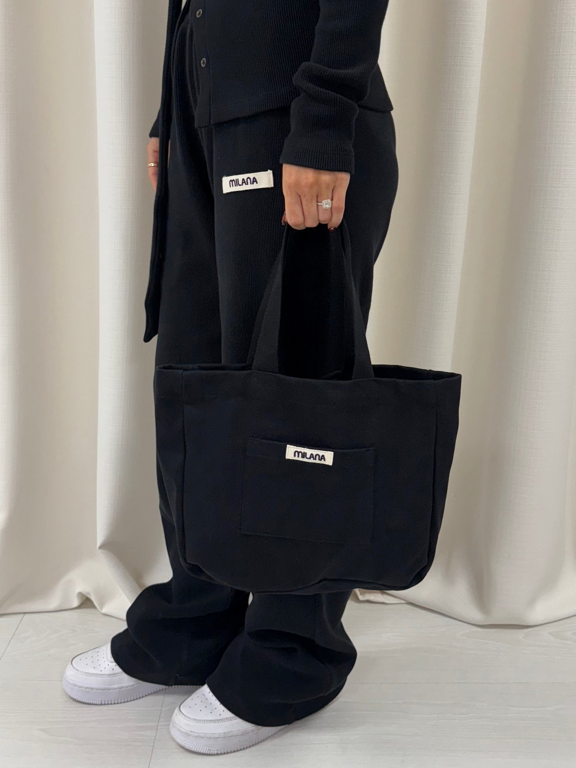 Black Core Mini Pocket Tote Bag.