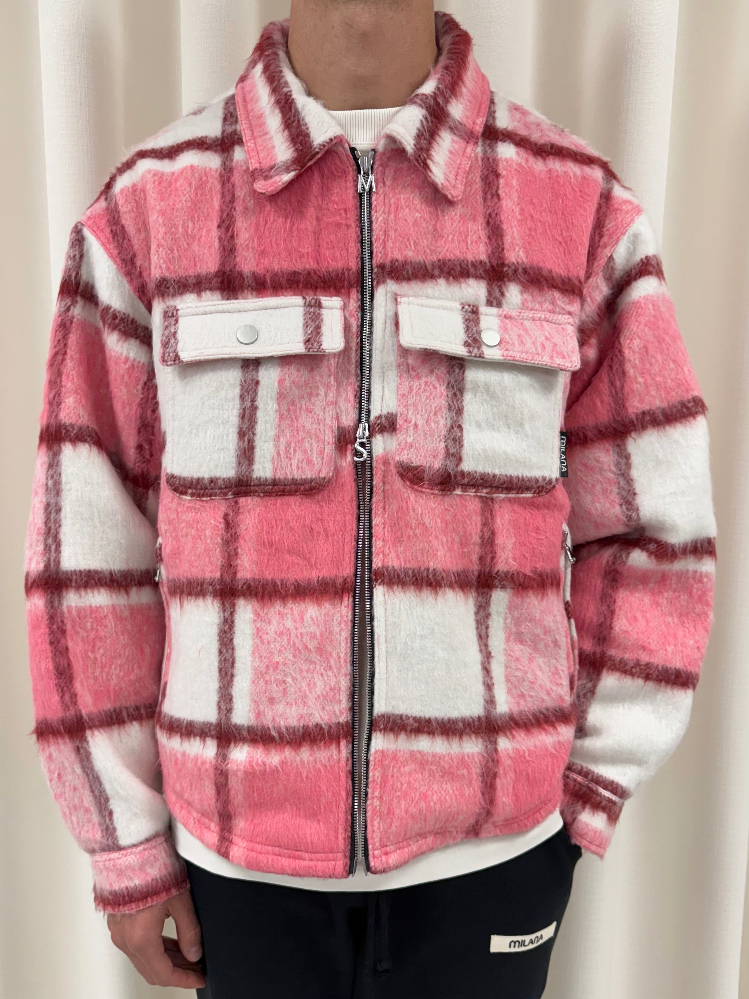 Pink Check Flannel Trucker Jacket.