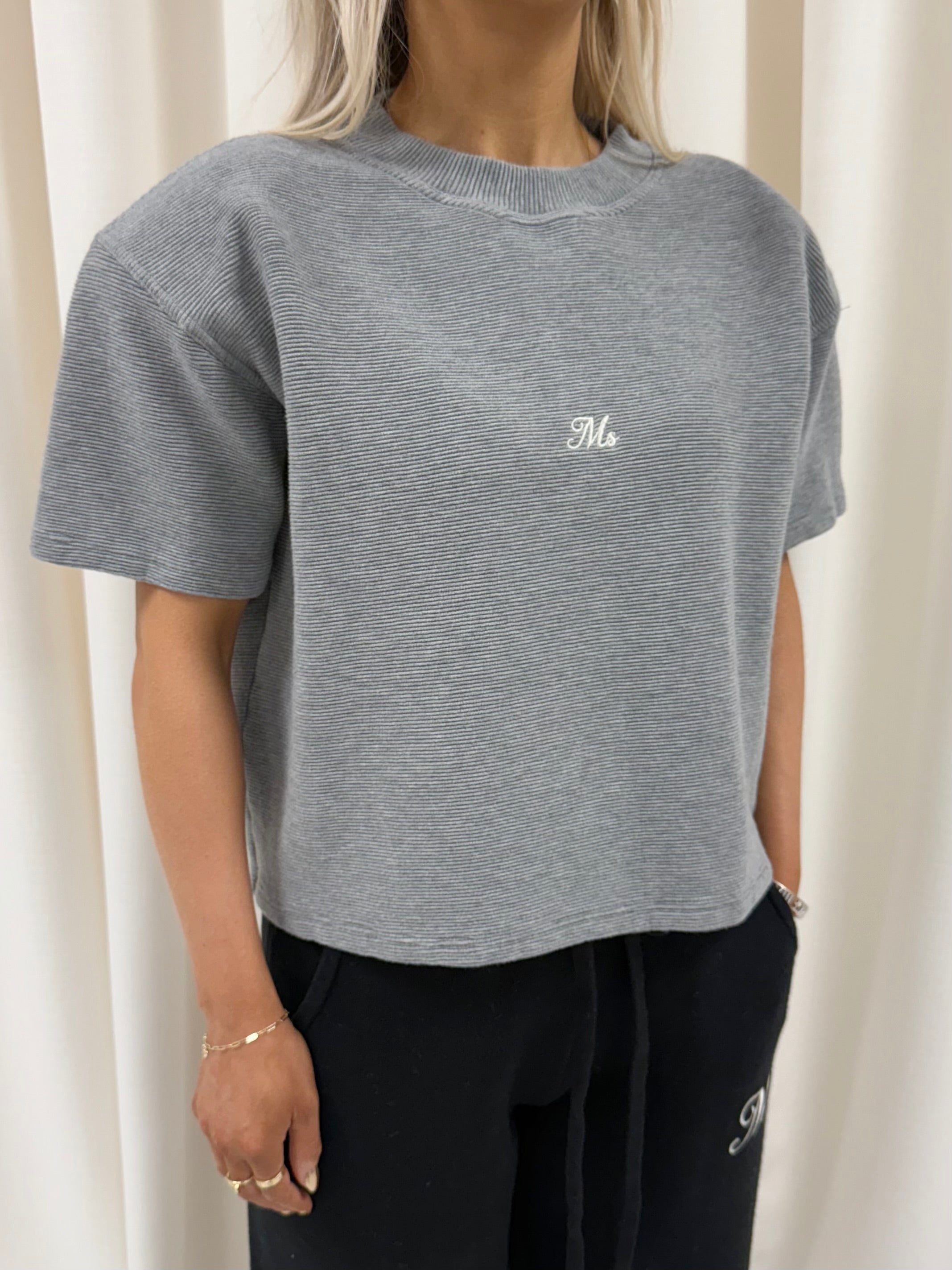 Marl Grey Aura Ribbed Top.
