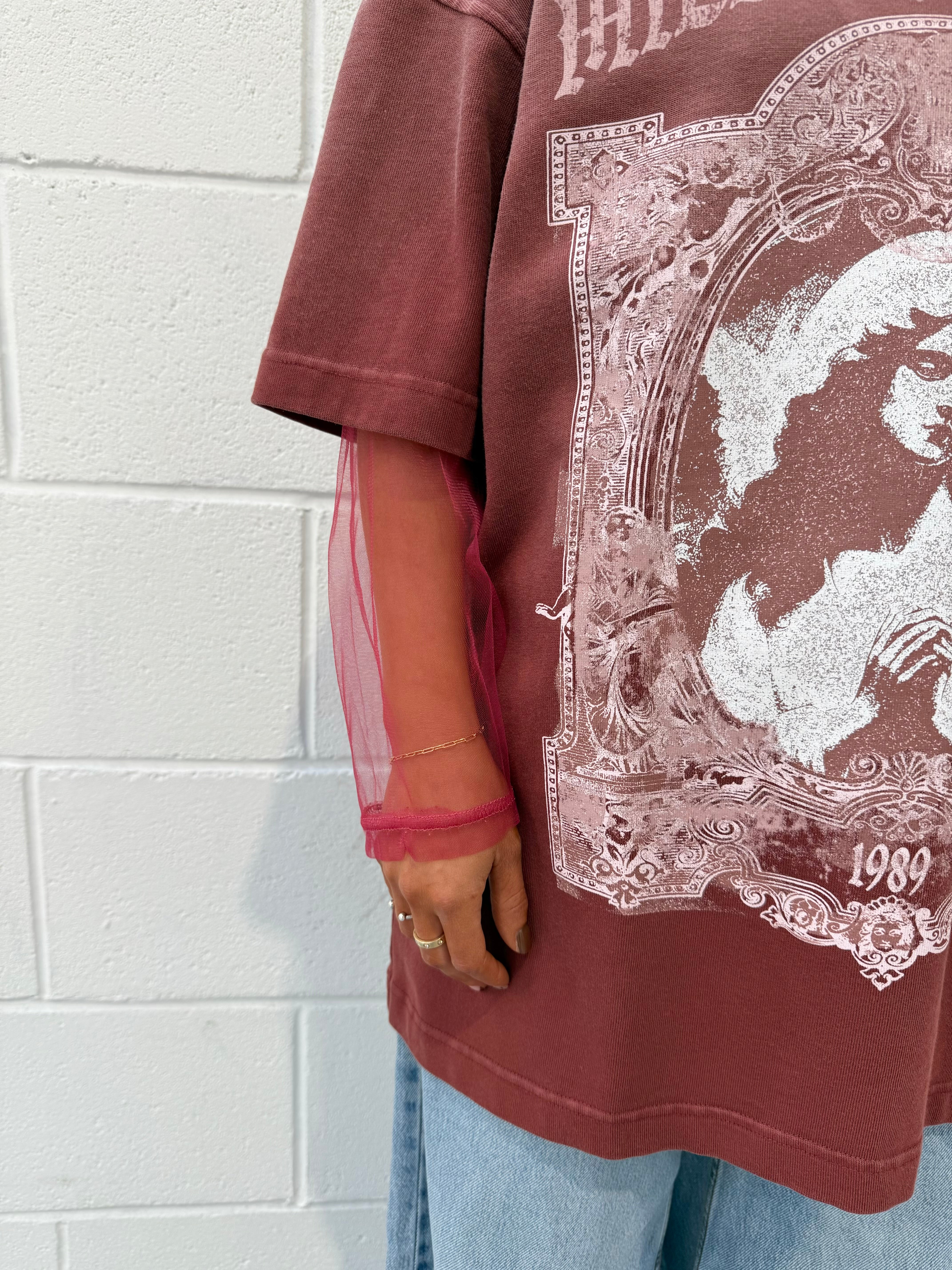 Washed Burgundy Saint Mesh Heavyweight Long Sleeve.