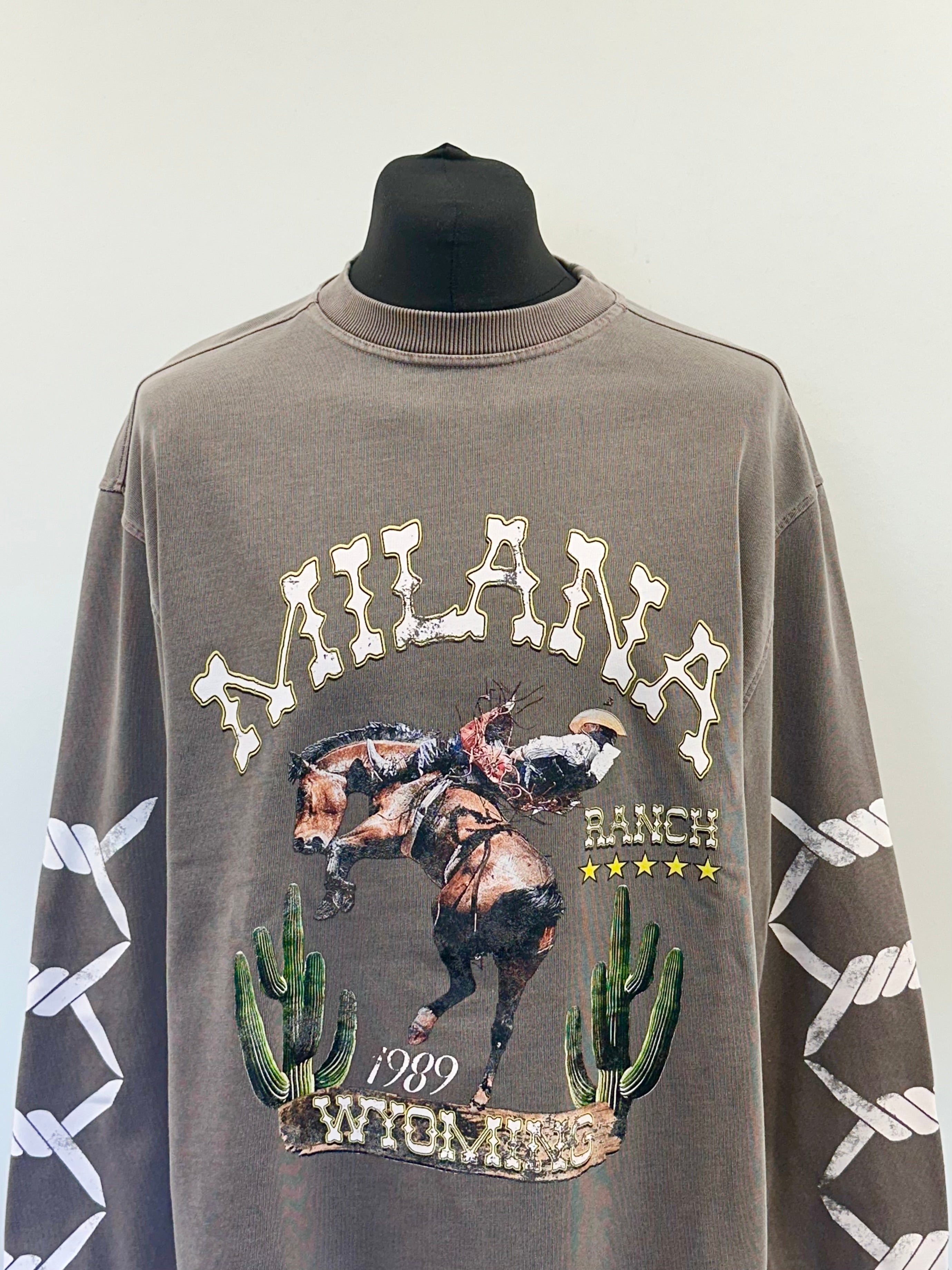 Washed Brown Ranch Heavyweight Long Sleeve T-shirt.