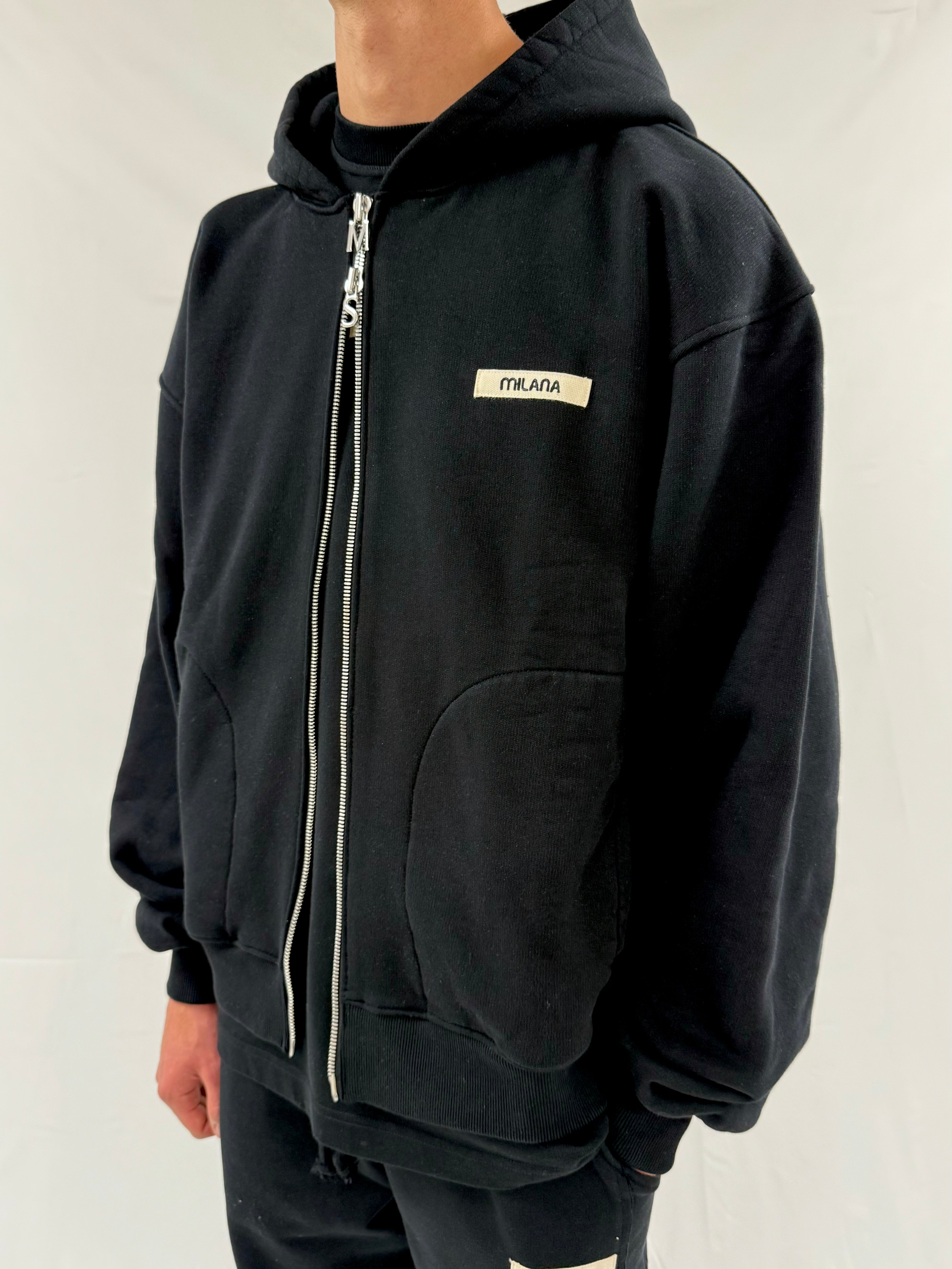 Black Core Heavyweight Zip Hoodie.