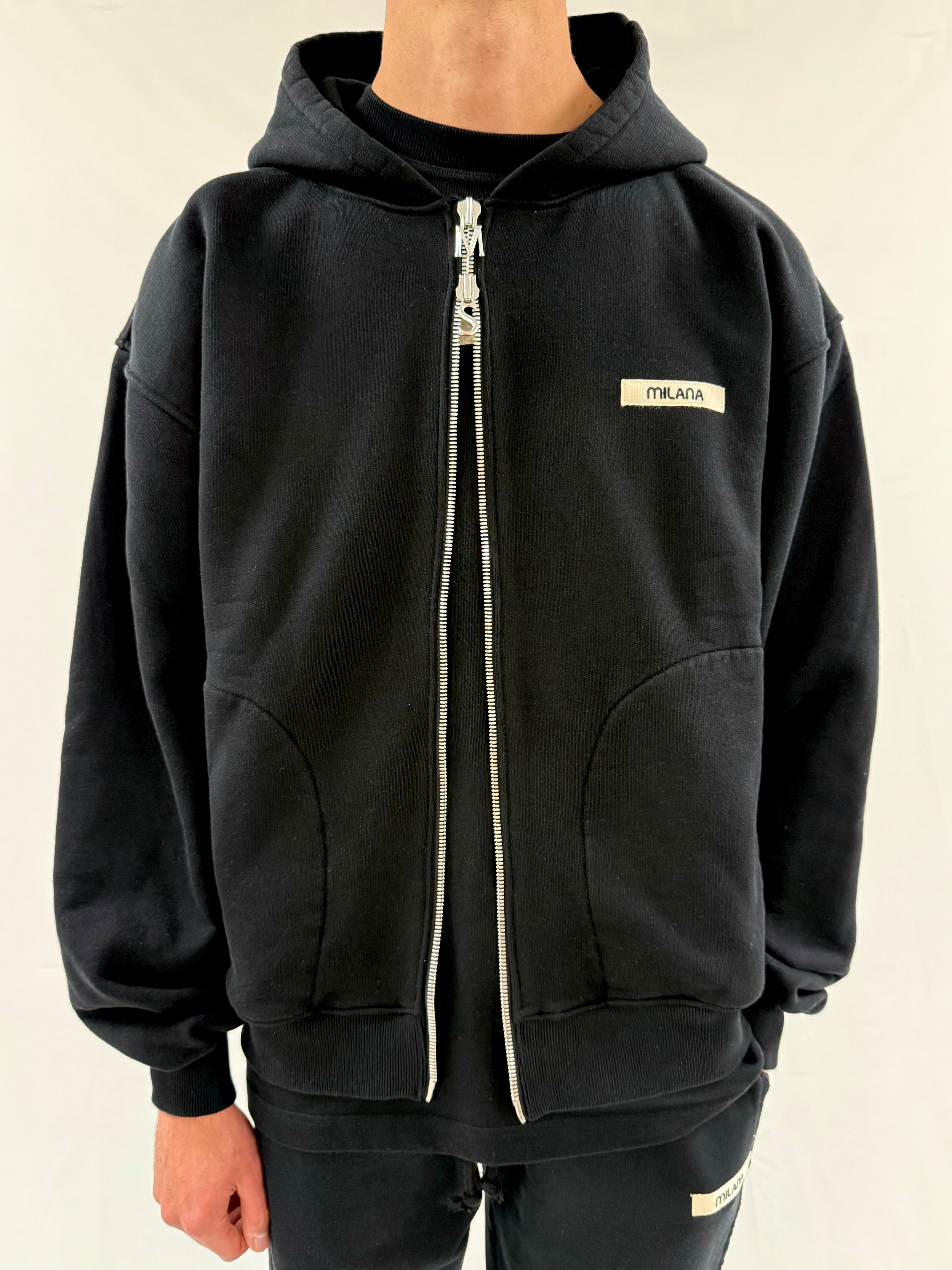 Black Core Heavyweight Zip Hoodie.