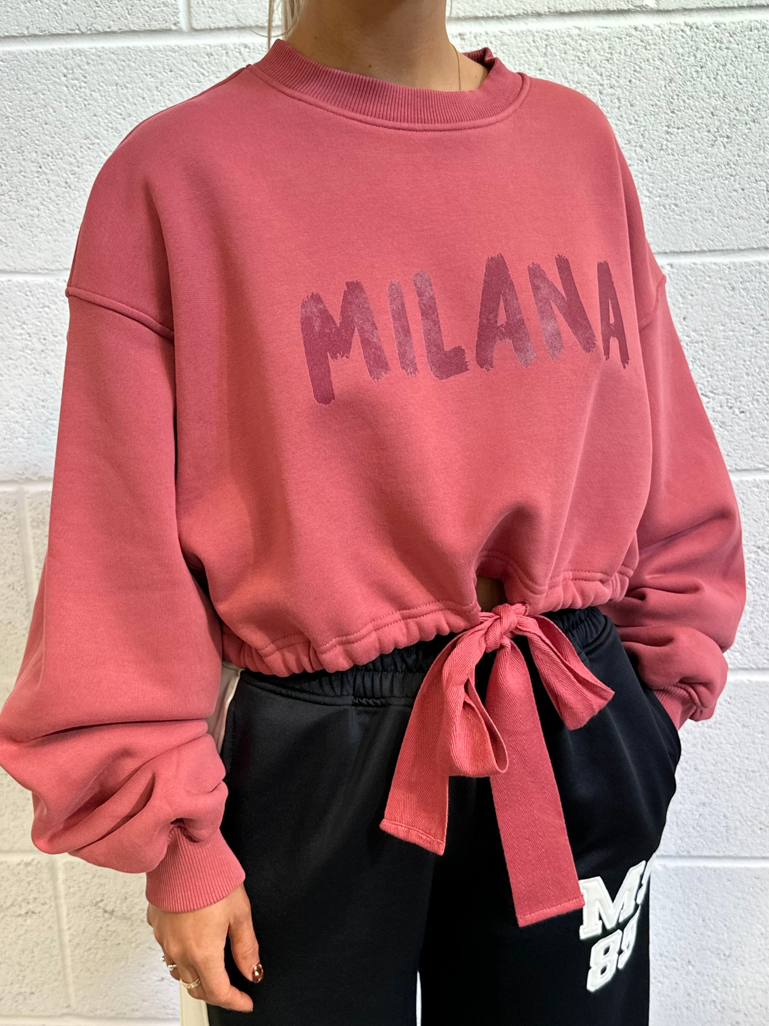 Mauve Paint Cropped Tie Heavyweight Sweatshirt.