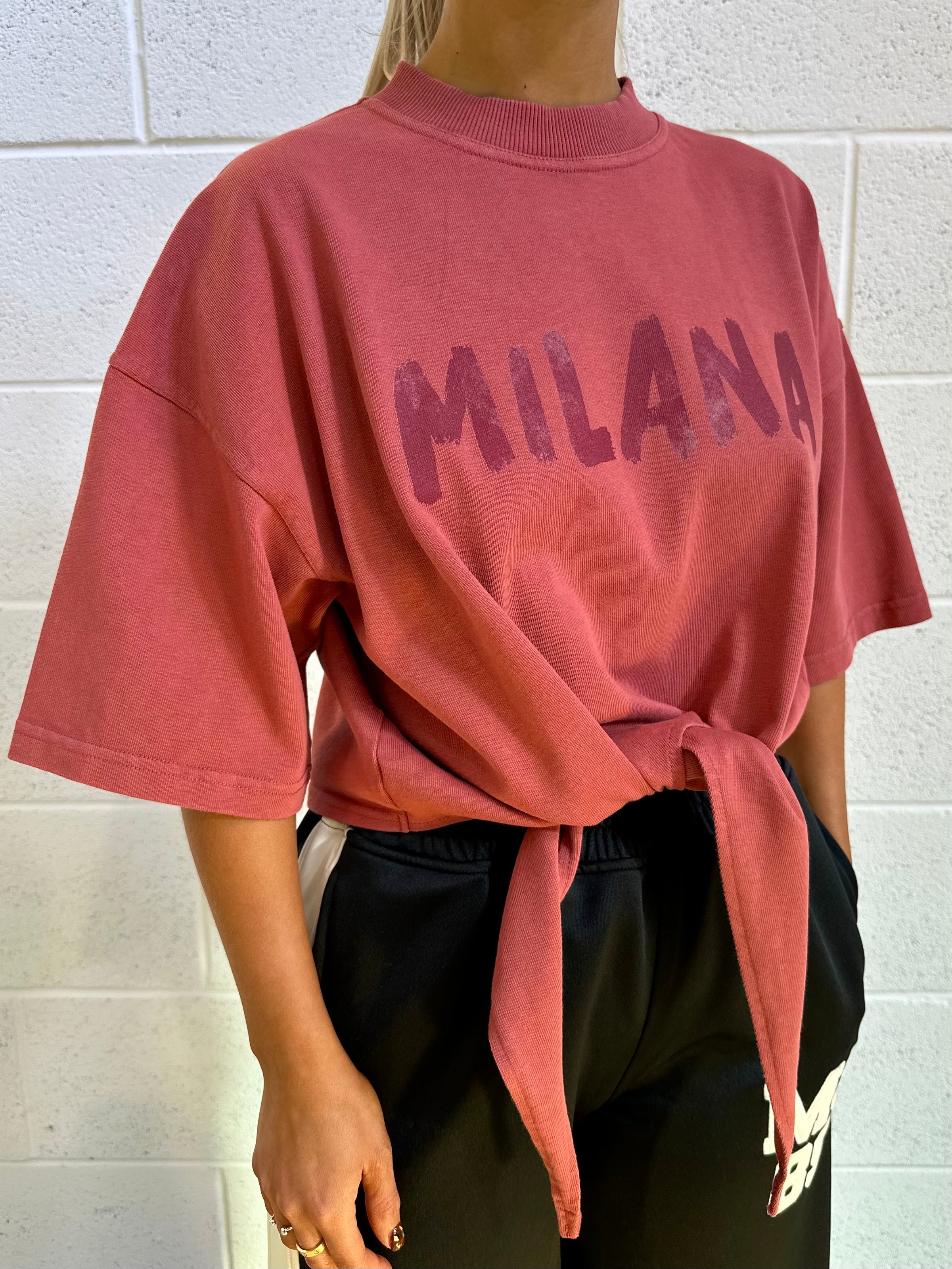 Mauve Paint Tie Cropped Heavyweight T-shirt.