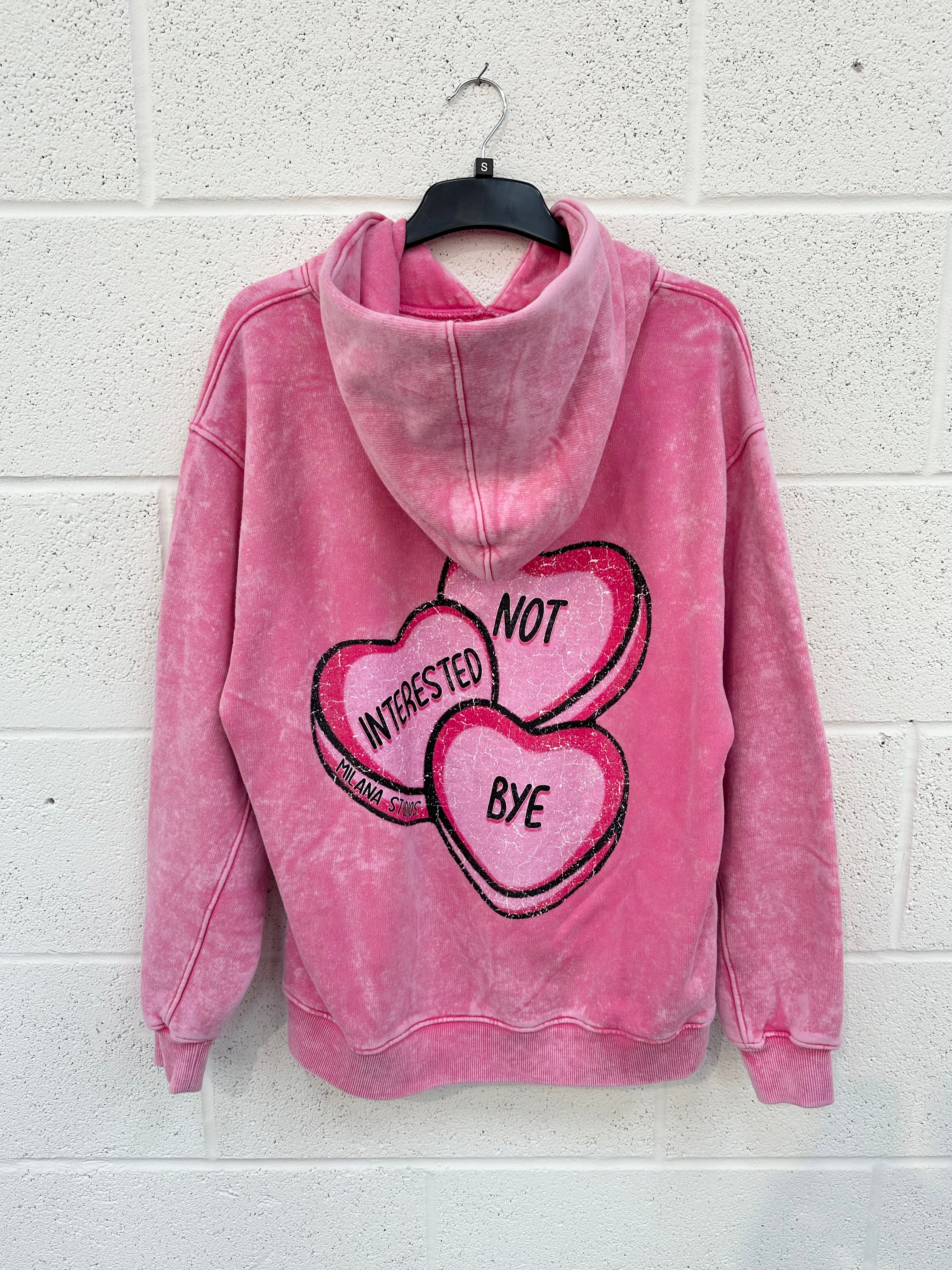 #T17 Washed Pink Hearts Heavyweight Hoodie.