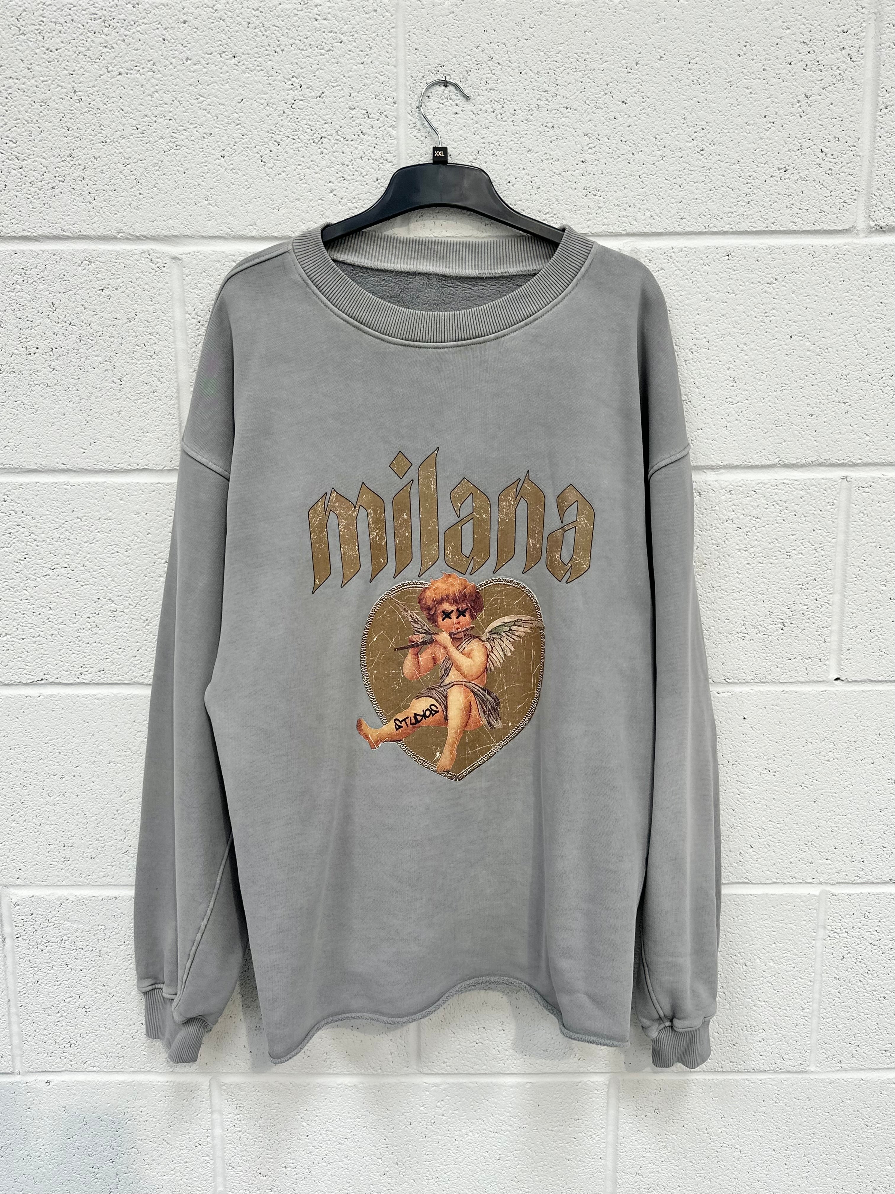 #N24 Washed Grey Cherub Heavyweight Sweatshirt.