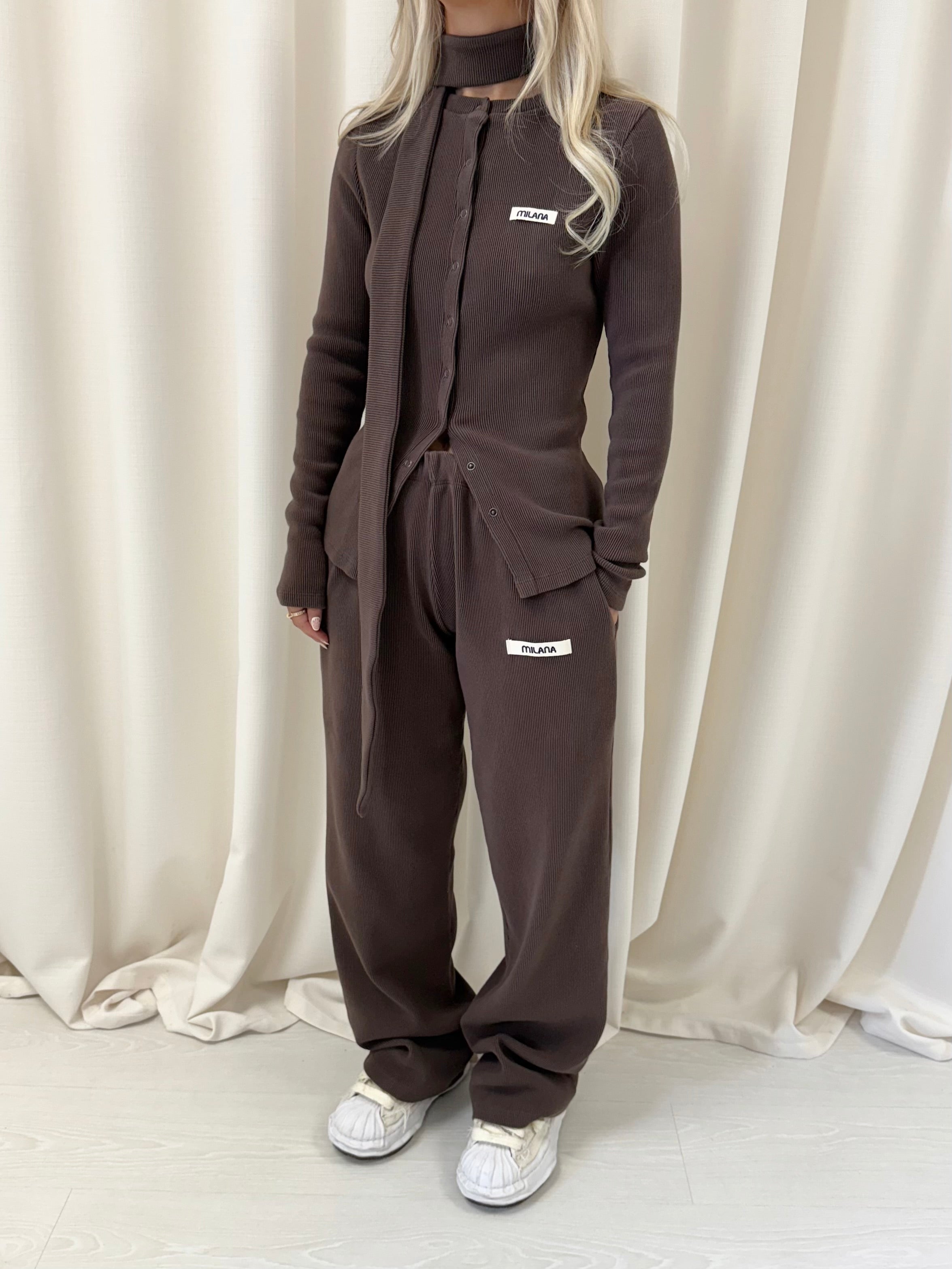 Chocolate Brown Core Soft Rib Sweatpants.