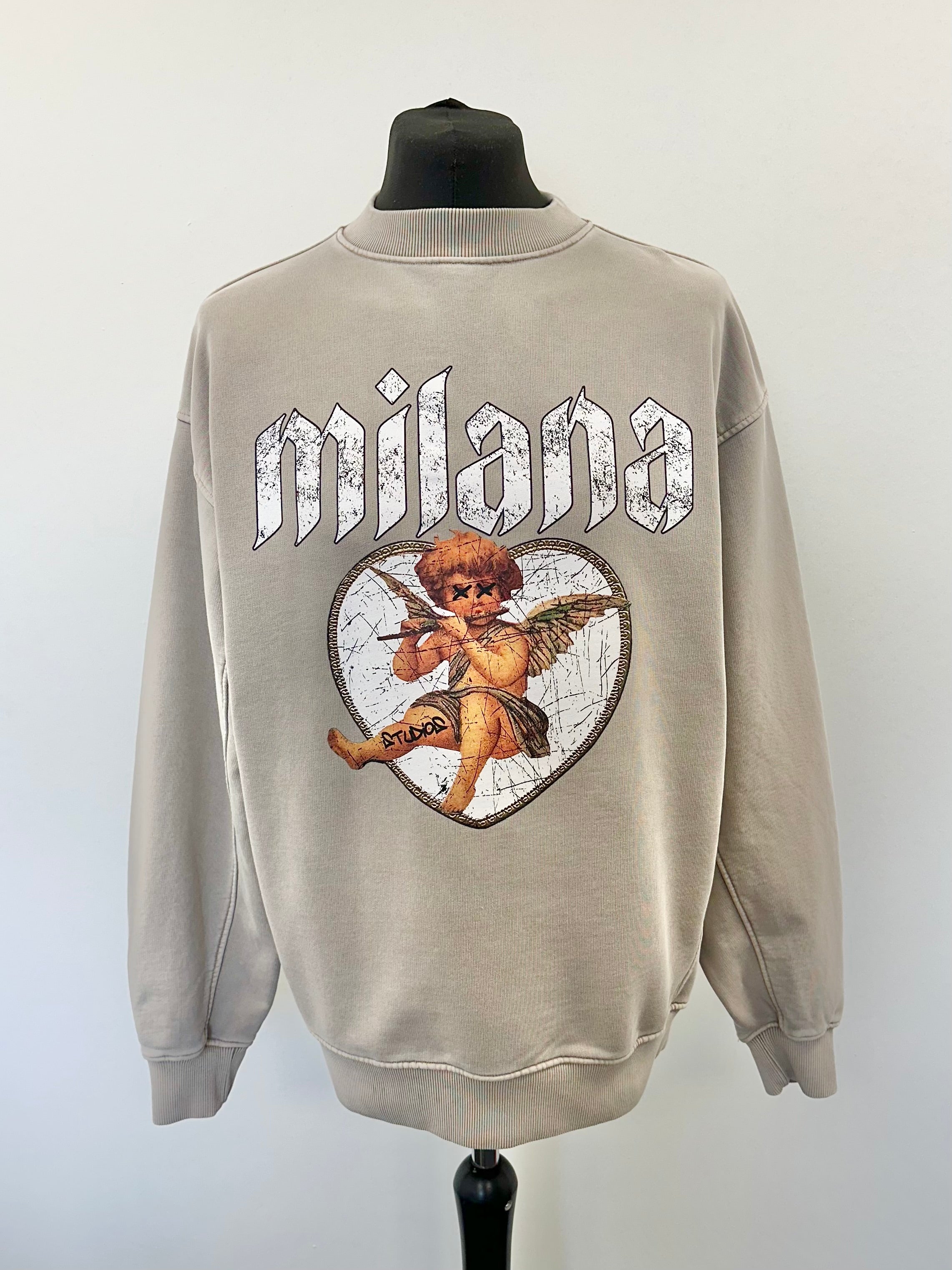 Washed Taupe Cherub Sweatshirt.