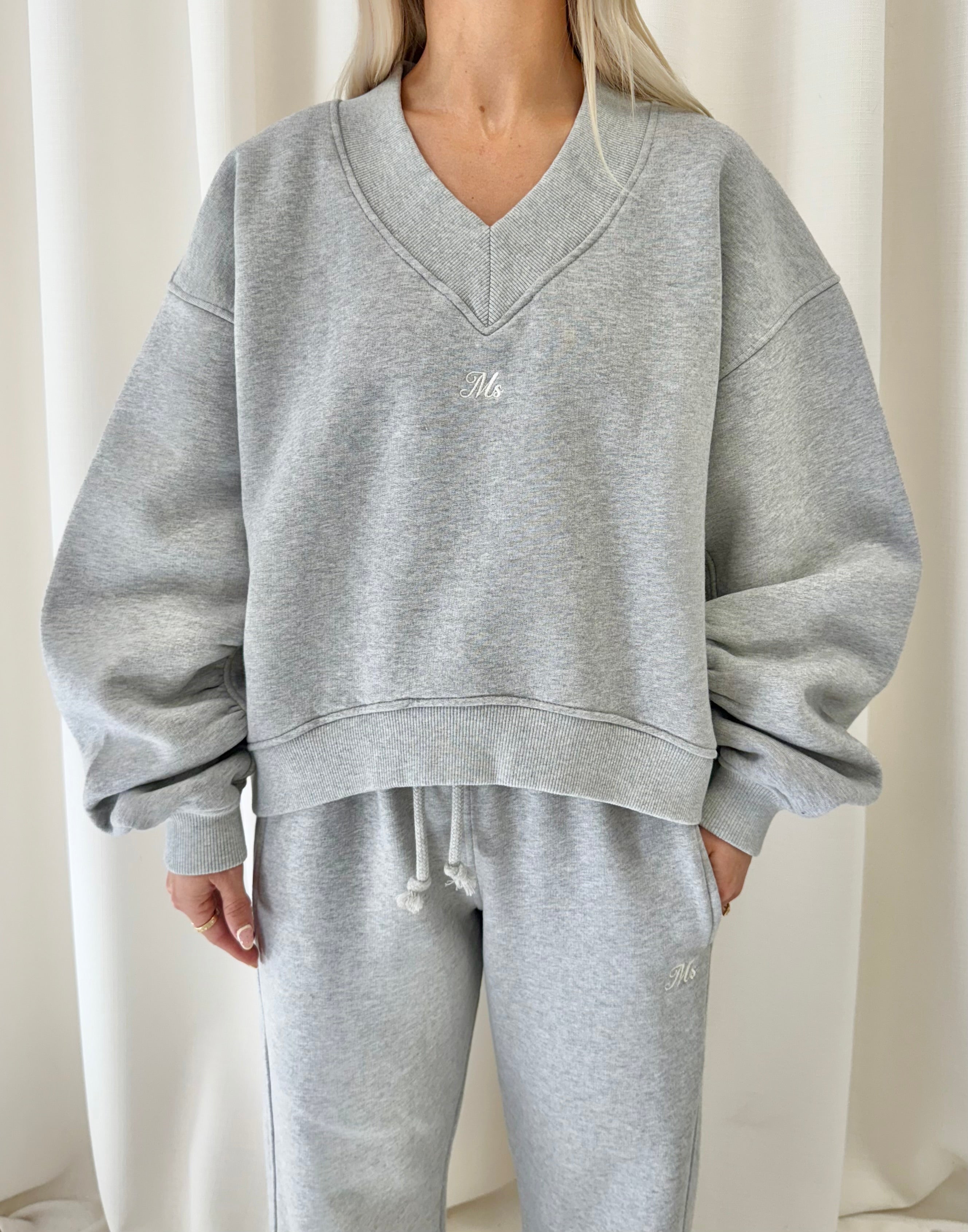Marl Grey V Neck Sweatshirt.