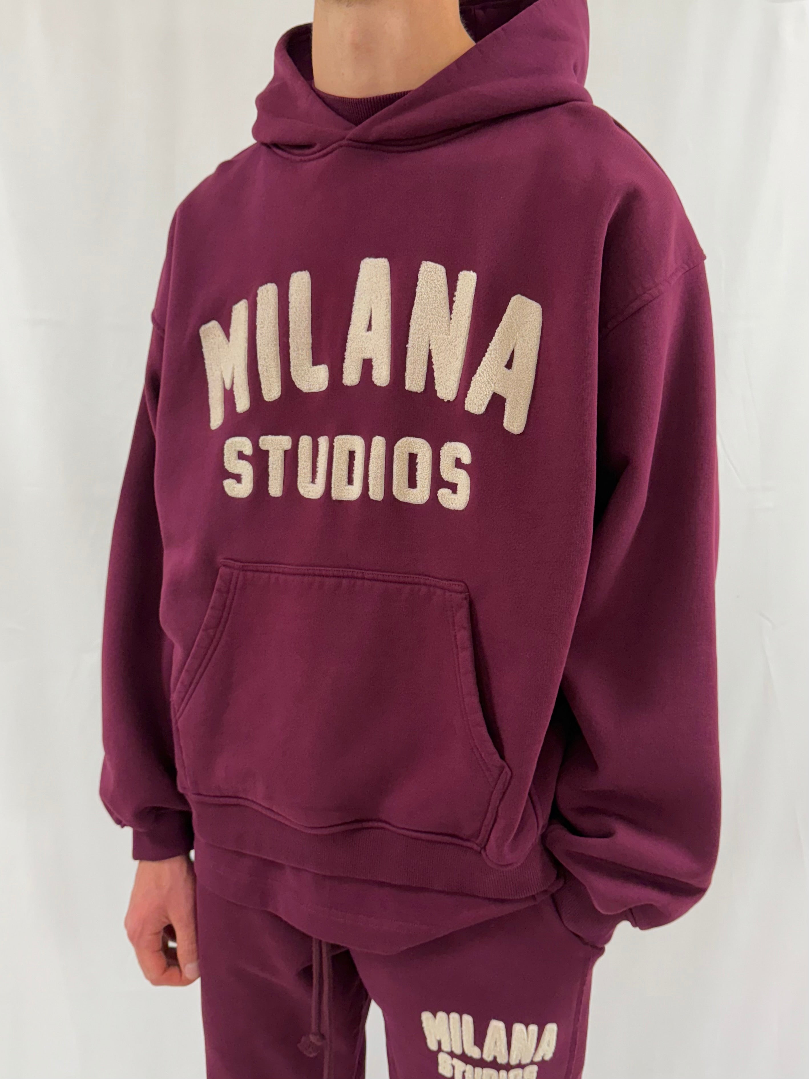 Deep Burgundy Teddy Heavyweight Hoodie.