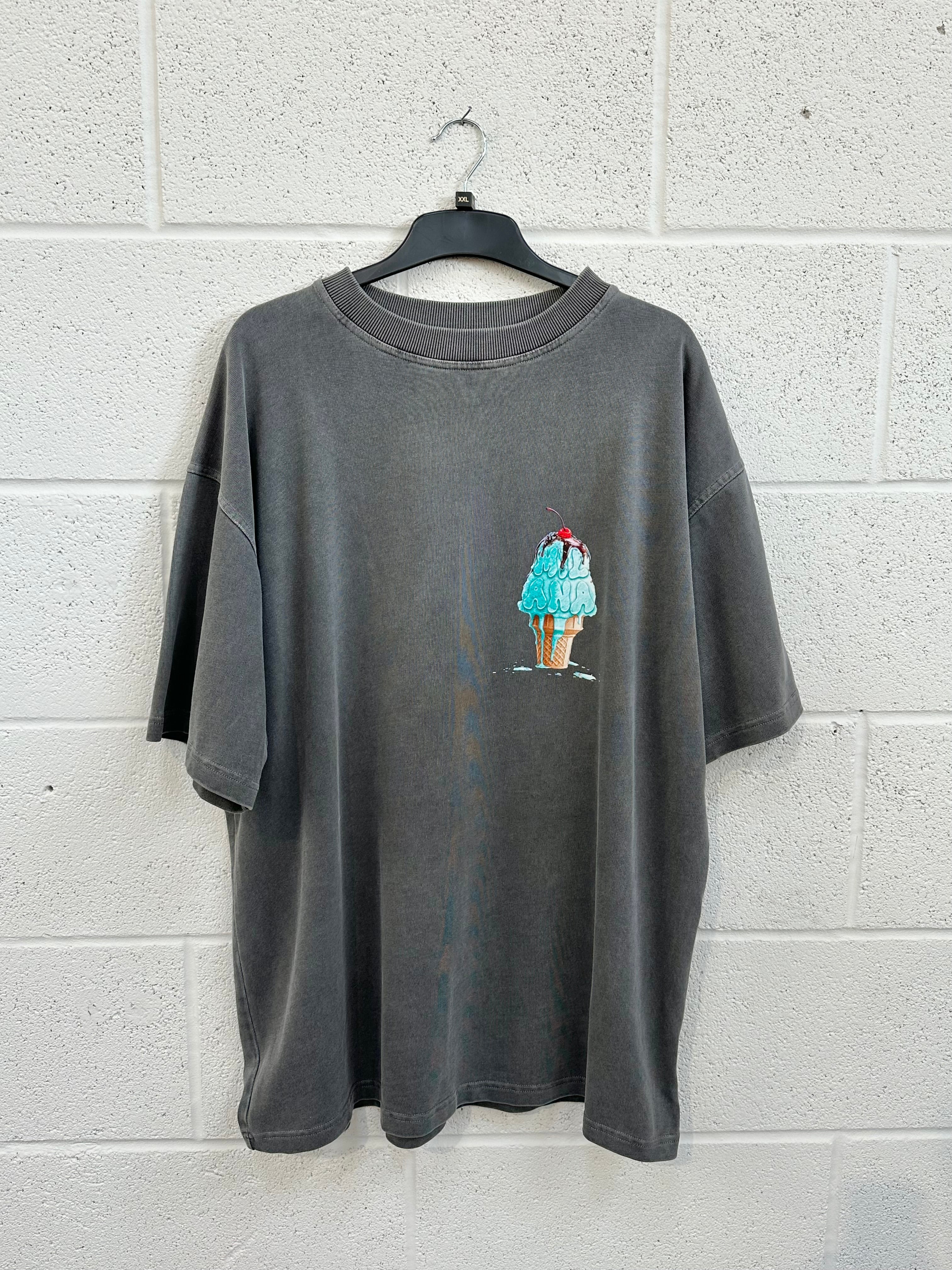 #BB38 Washed Charcoal Ice Cream Heavyweight T-shirt.