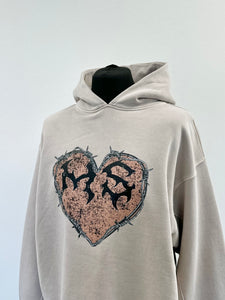 Washed Taupe MS Heart Heavyweight Hoodie.