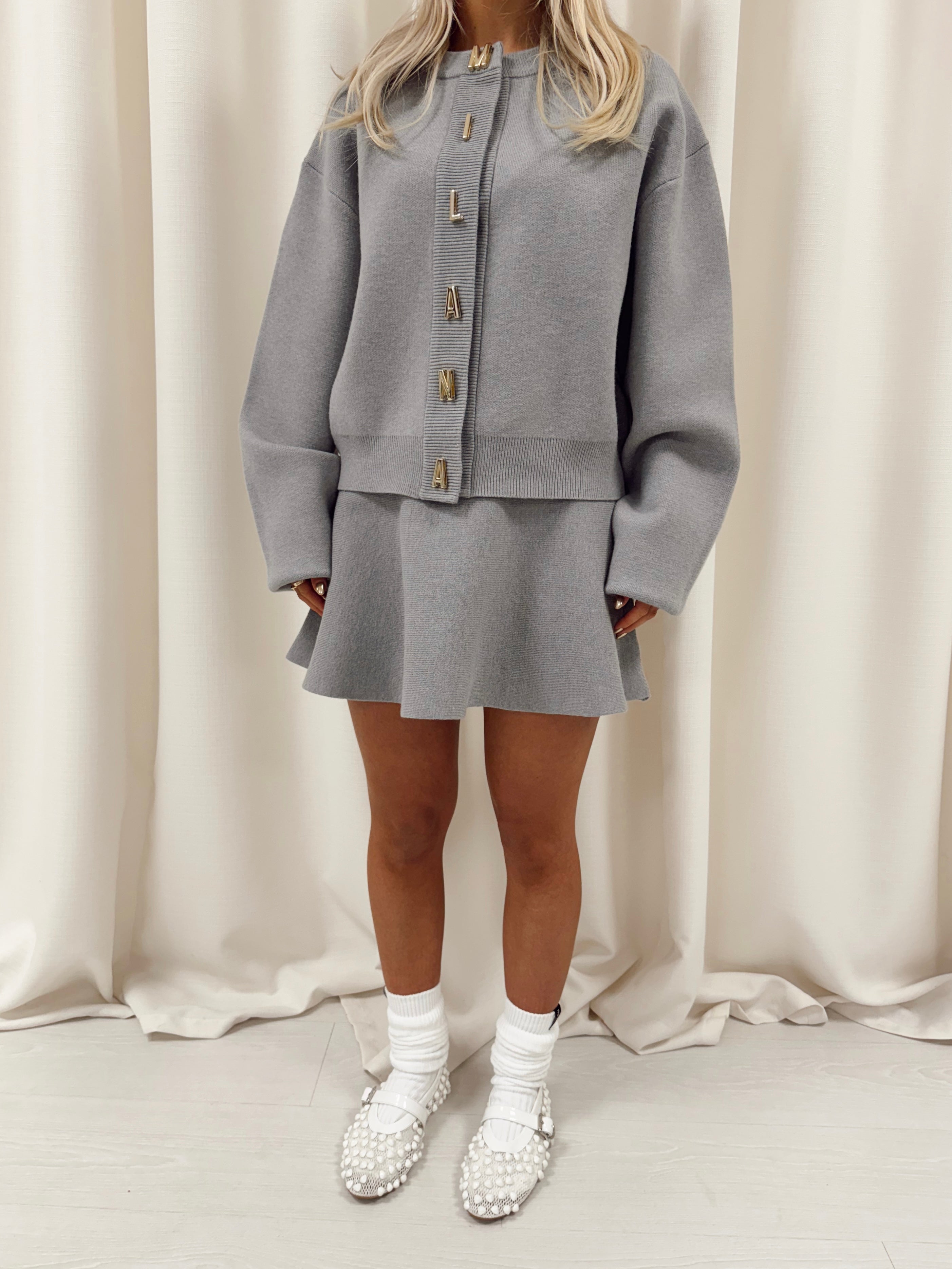 Grey Wave Knitted Skirt.