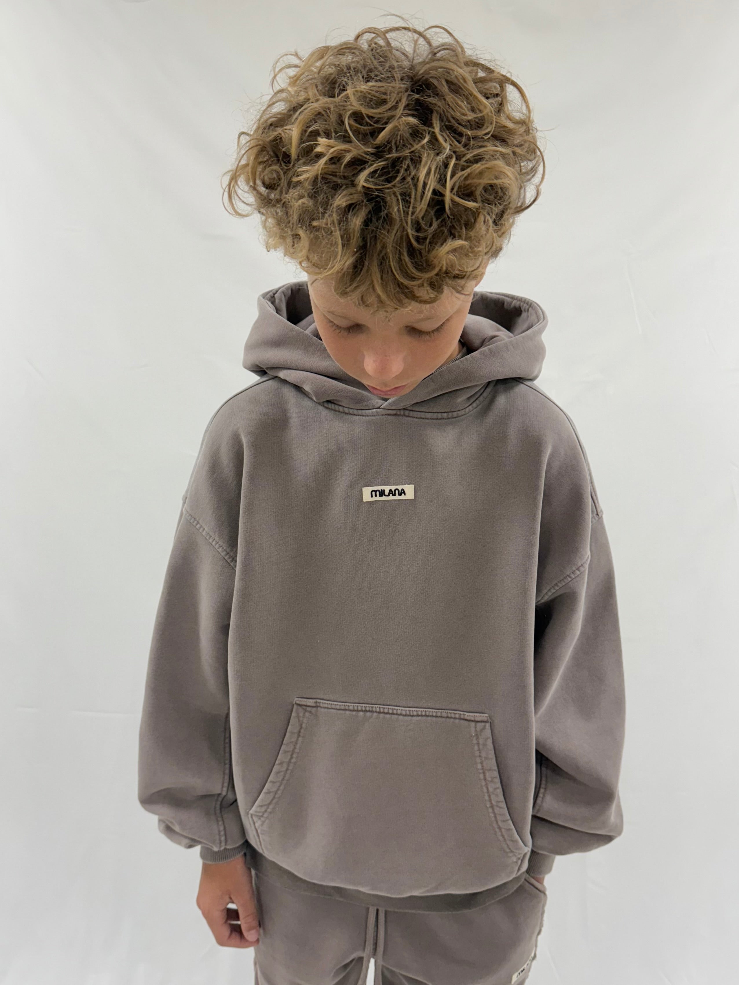 Washed Brown Core Kids Hoodie.