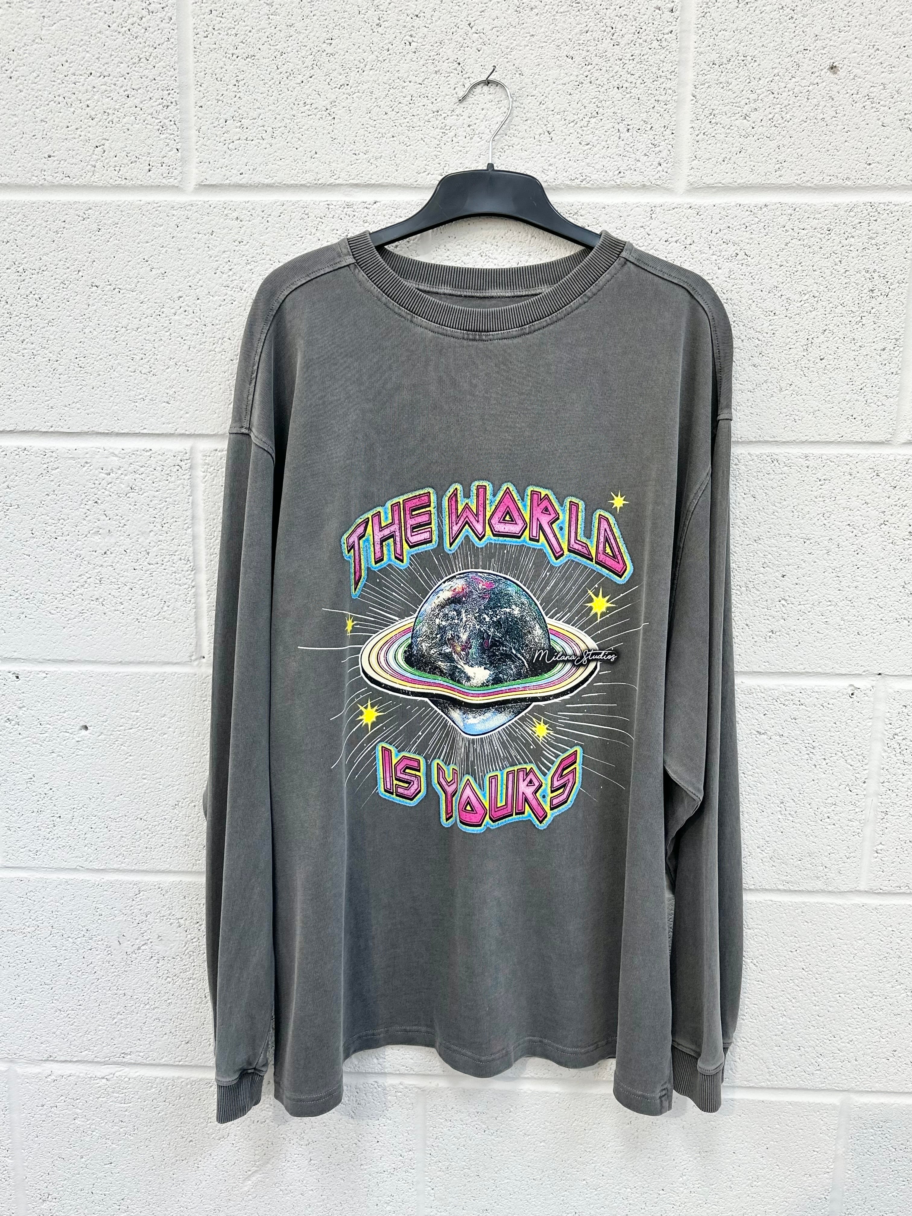 #BB46 Washed Charcoal Planet Heavyweight Long Sleeve.