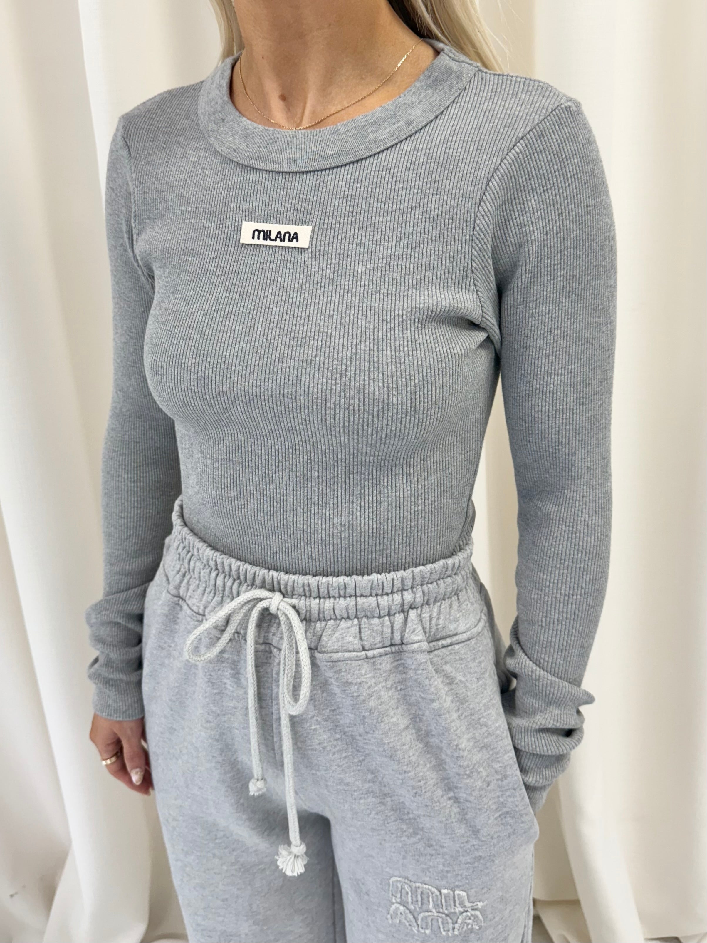 Marl Grey Core Ribbed Long Sleeve.