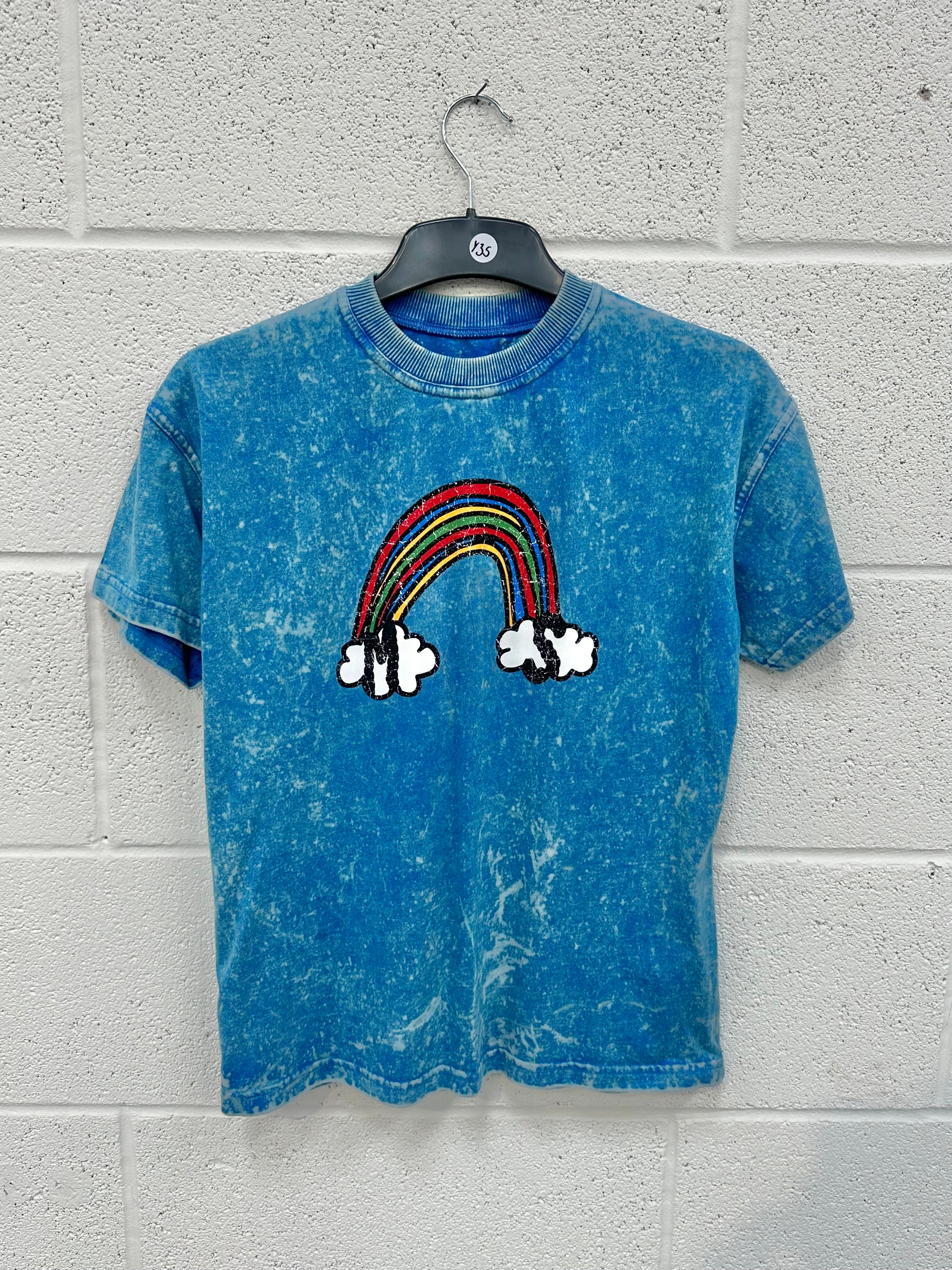 #Y35 Kids Washed Blue Rainbow T-shirt.