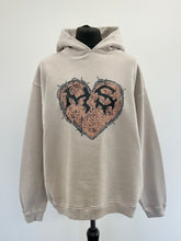 Load image into Gallery viewer, Washed Taupe MS Heart Heavyweight Hoodie.