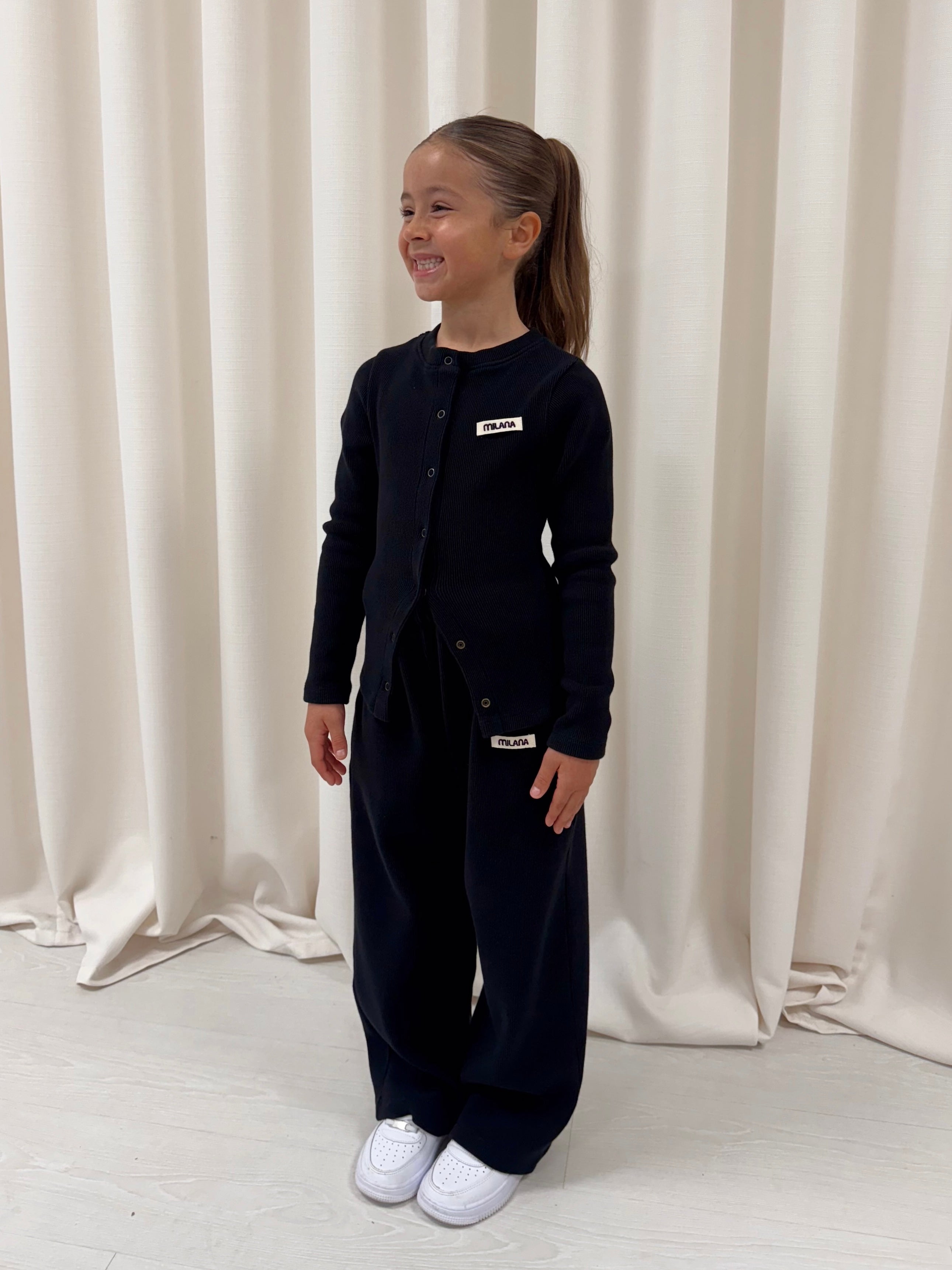 Black Core Soft Rib Kids Sweatpants.