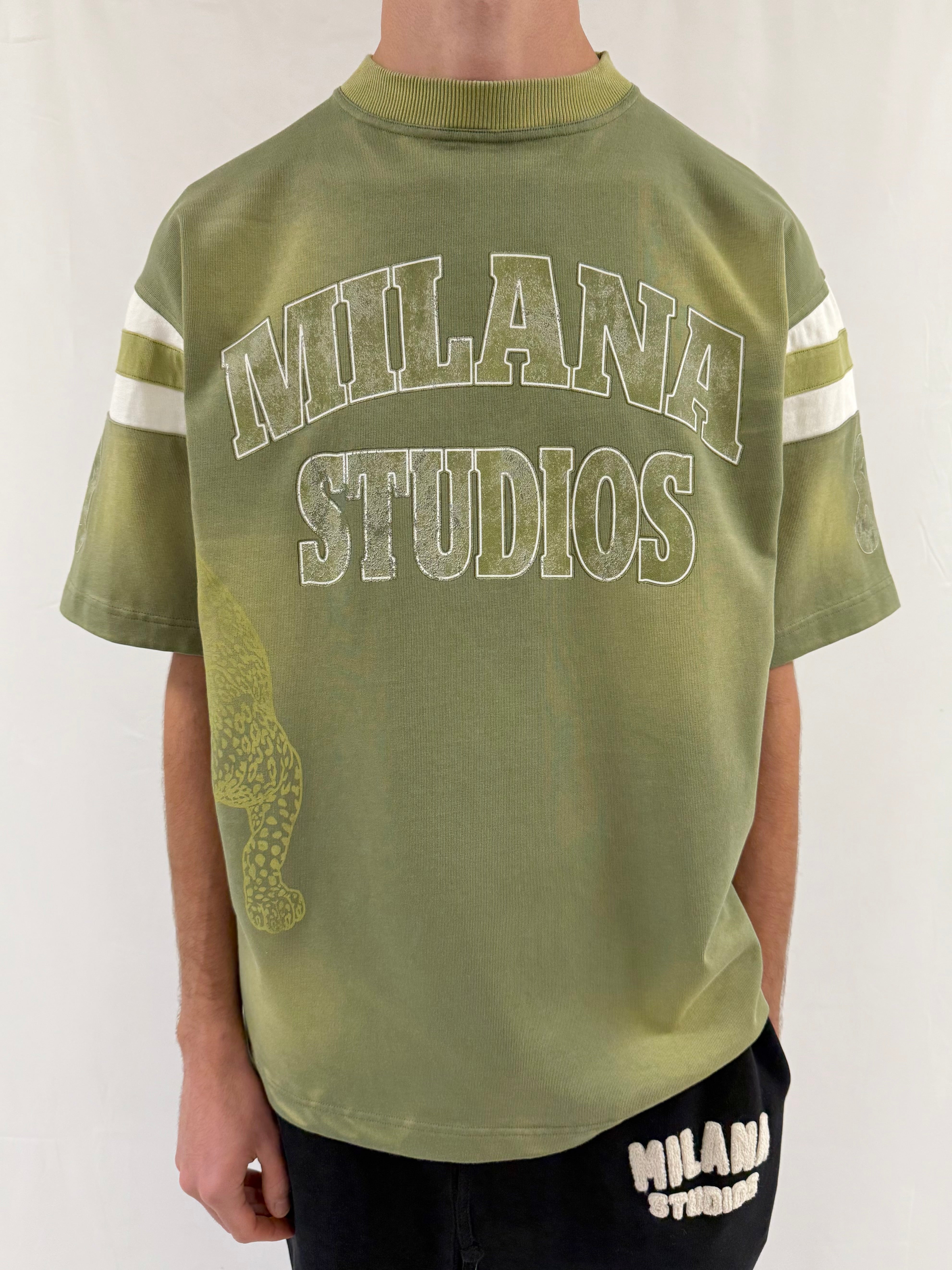 Military Green Cheetah Heavyweight T-shirt.