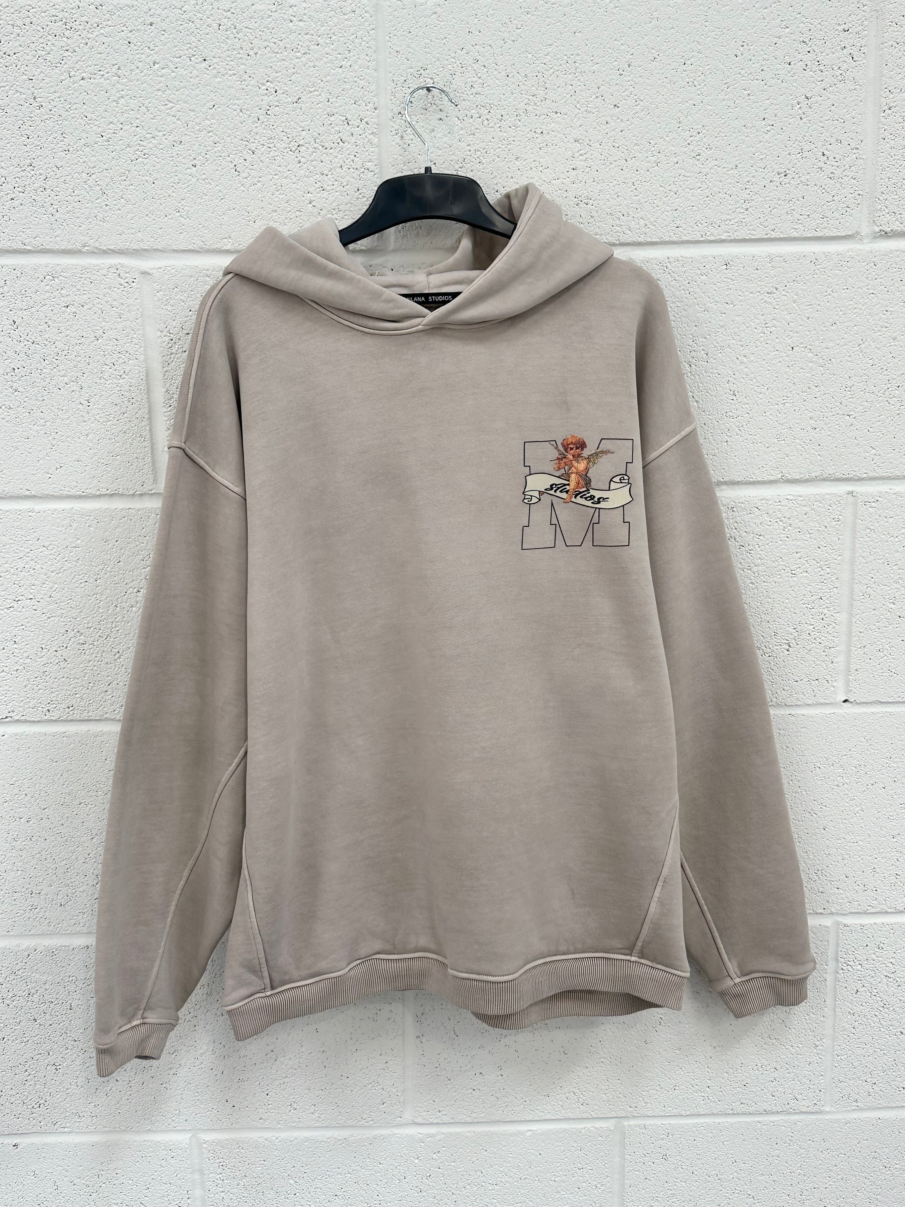 #H19 Washed Taupe Graphic Heavyweight Hoodie.