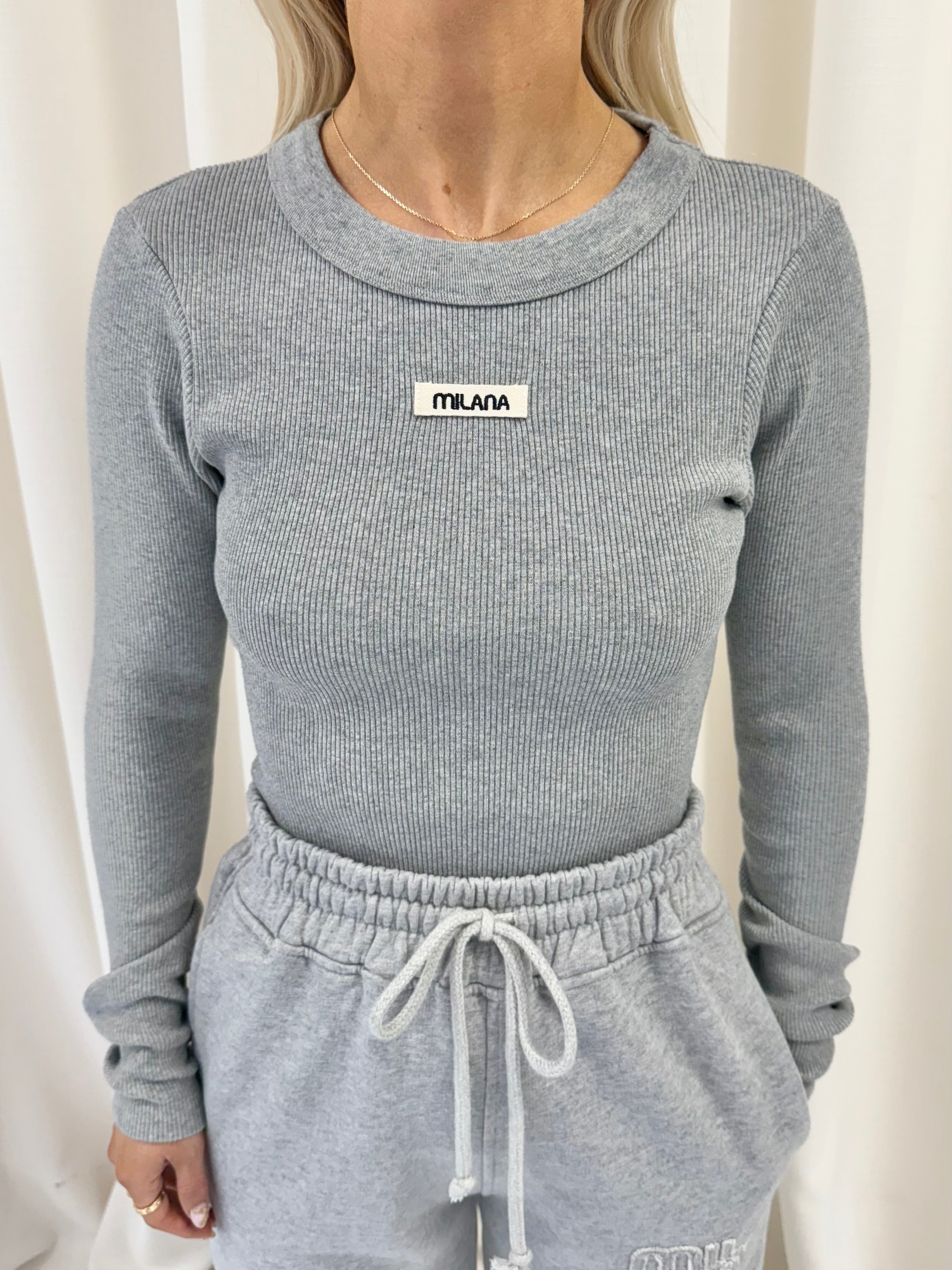 Marl Grey Core Ribbed Long Sleeve.