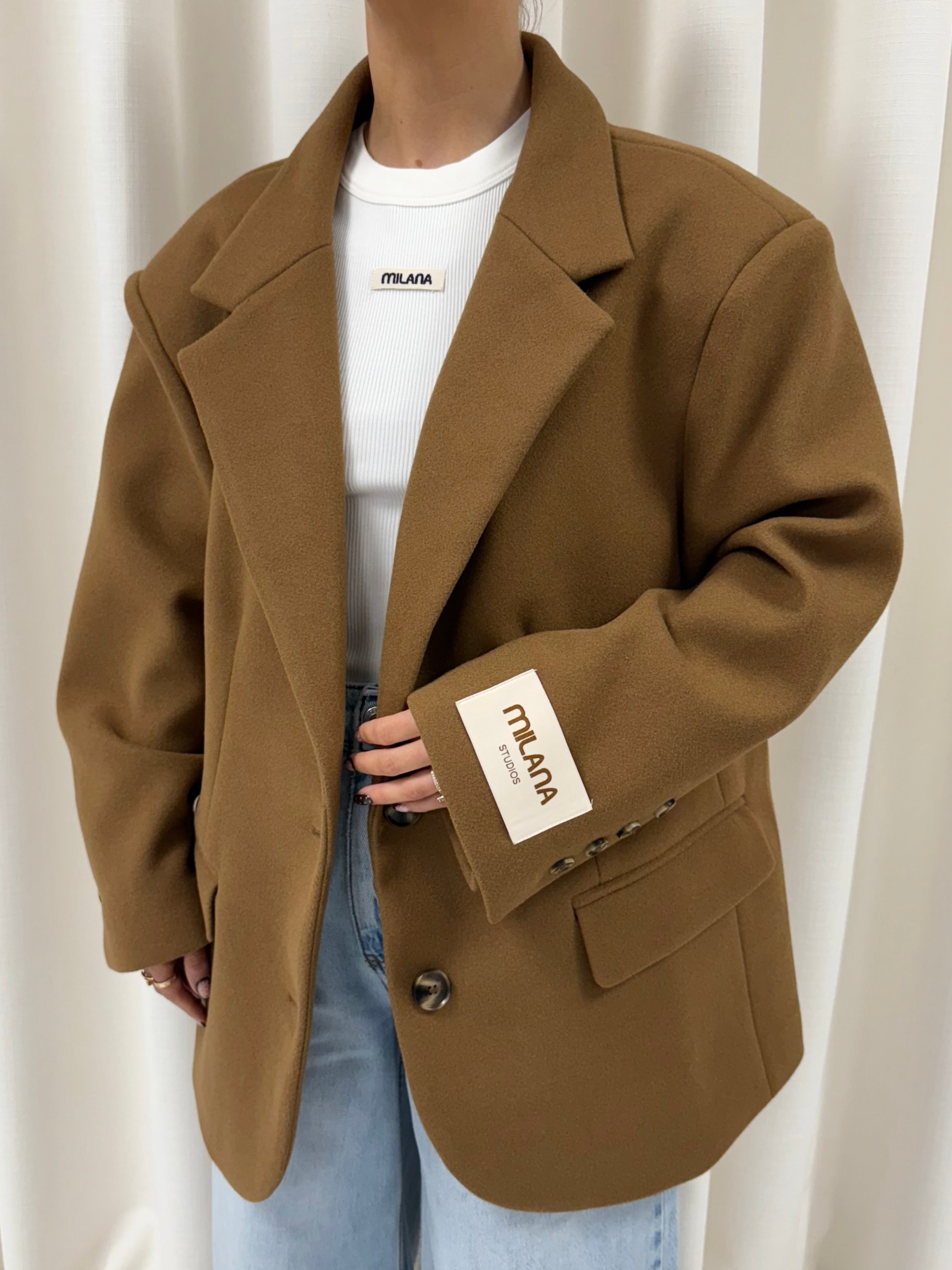 Brown Oversized Structured Blazer.