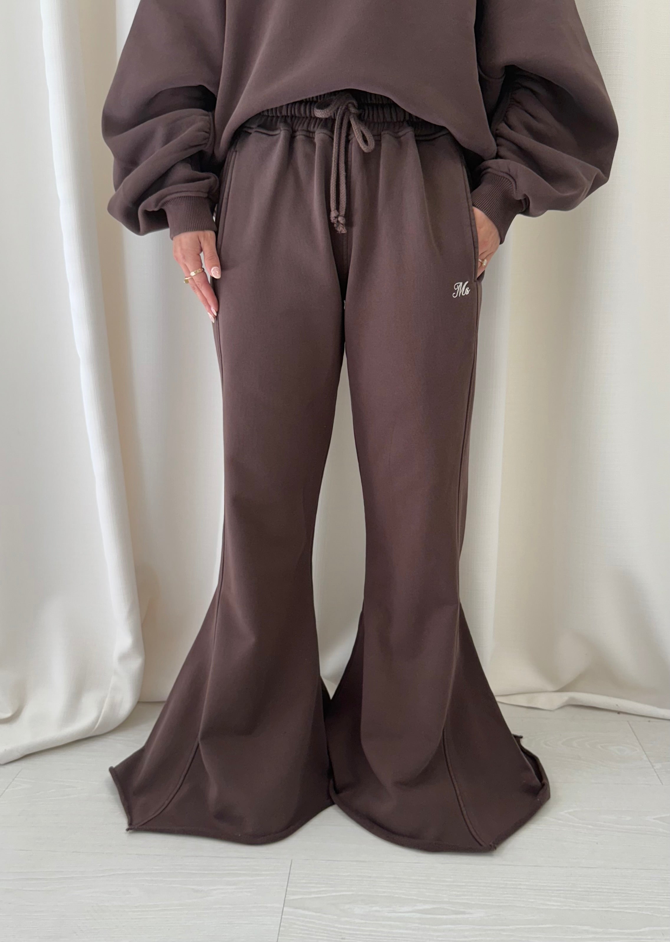 Chocolate Brown Flared Heavyweight Sweatpants.