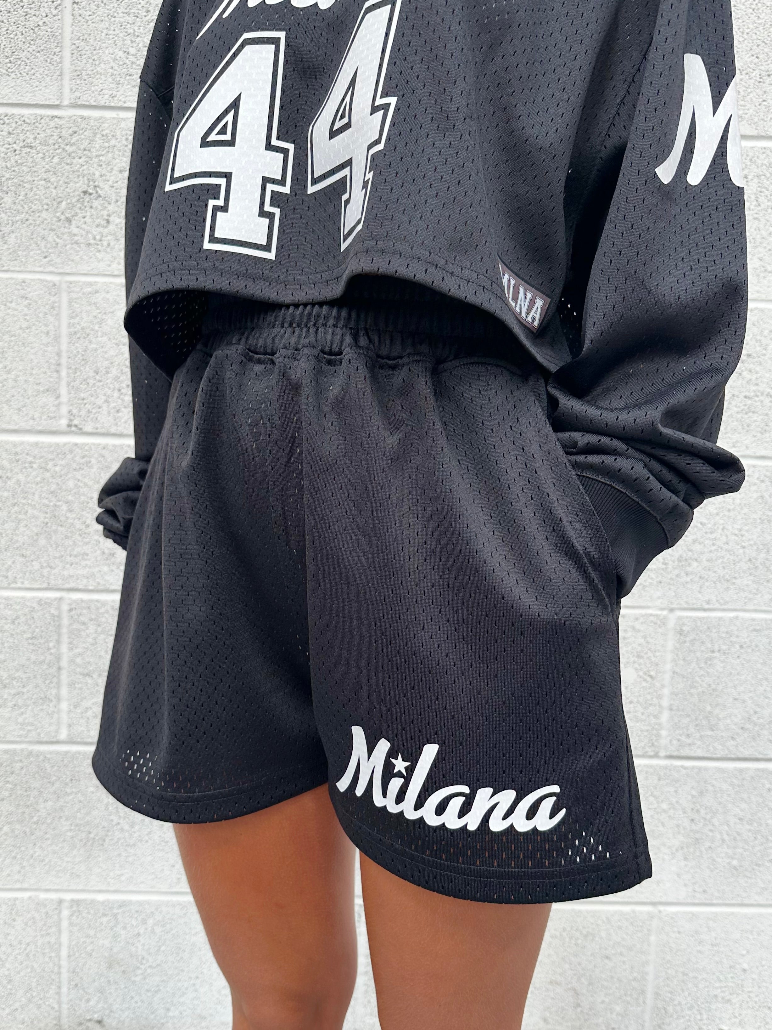 Black Mesh Mini Shorts.