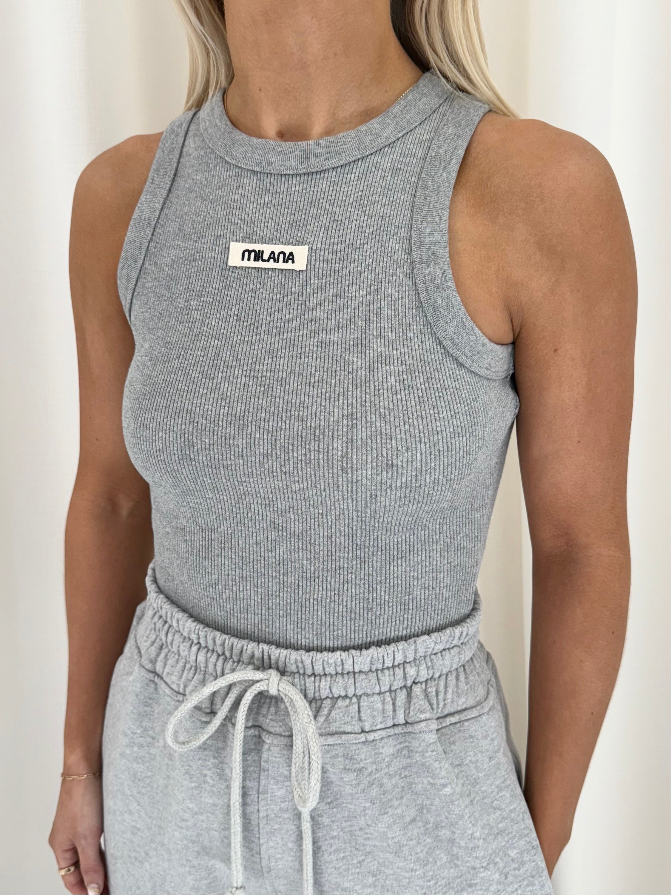 Marl Grey Core Ribbed Racer Vest.