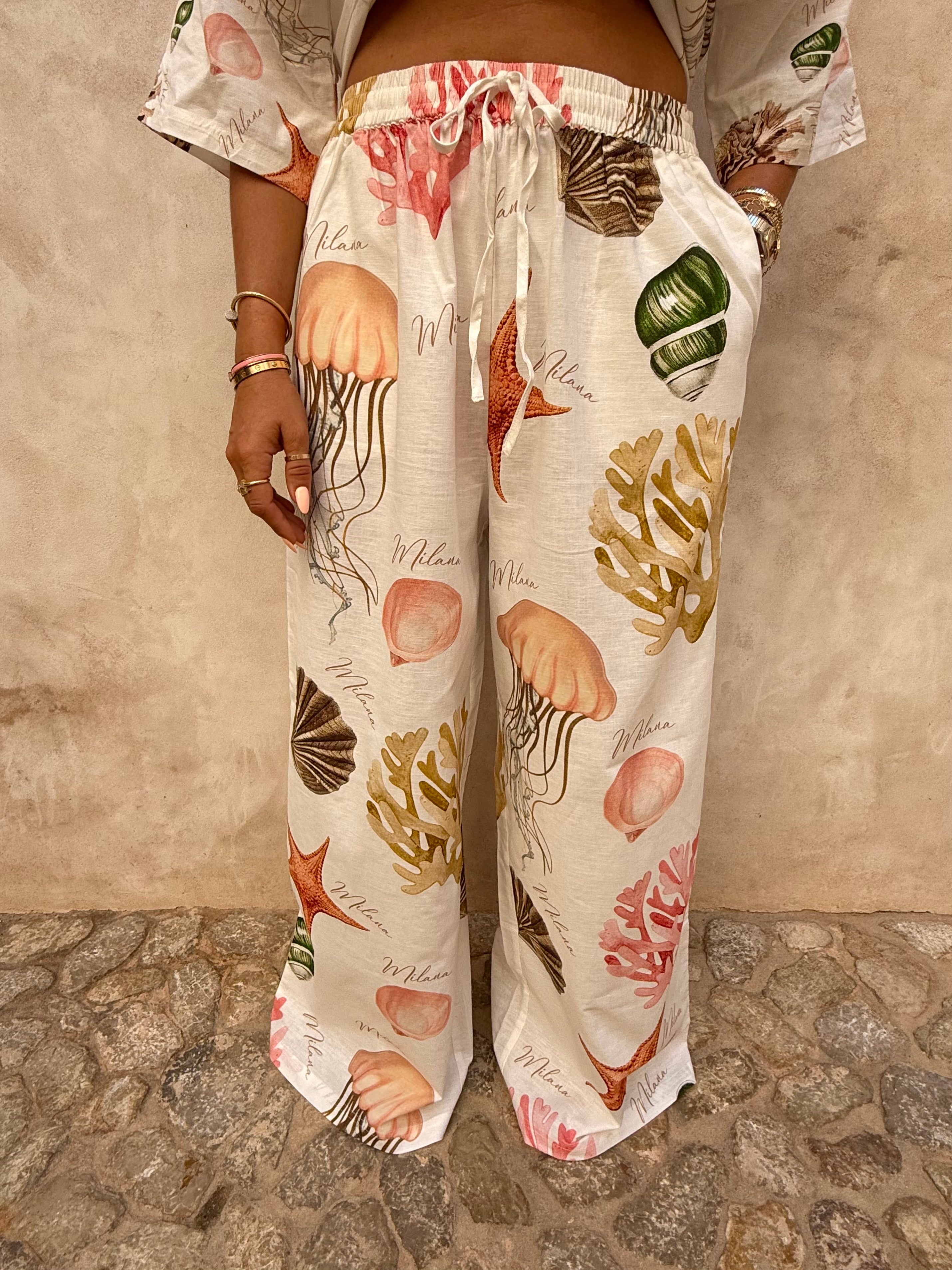 Ocean Linen Wide Leg Trousers.