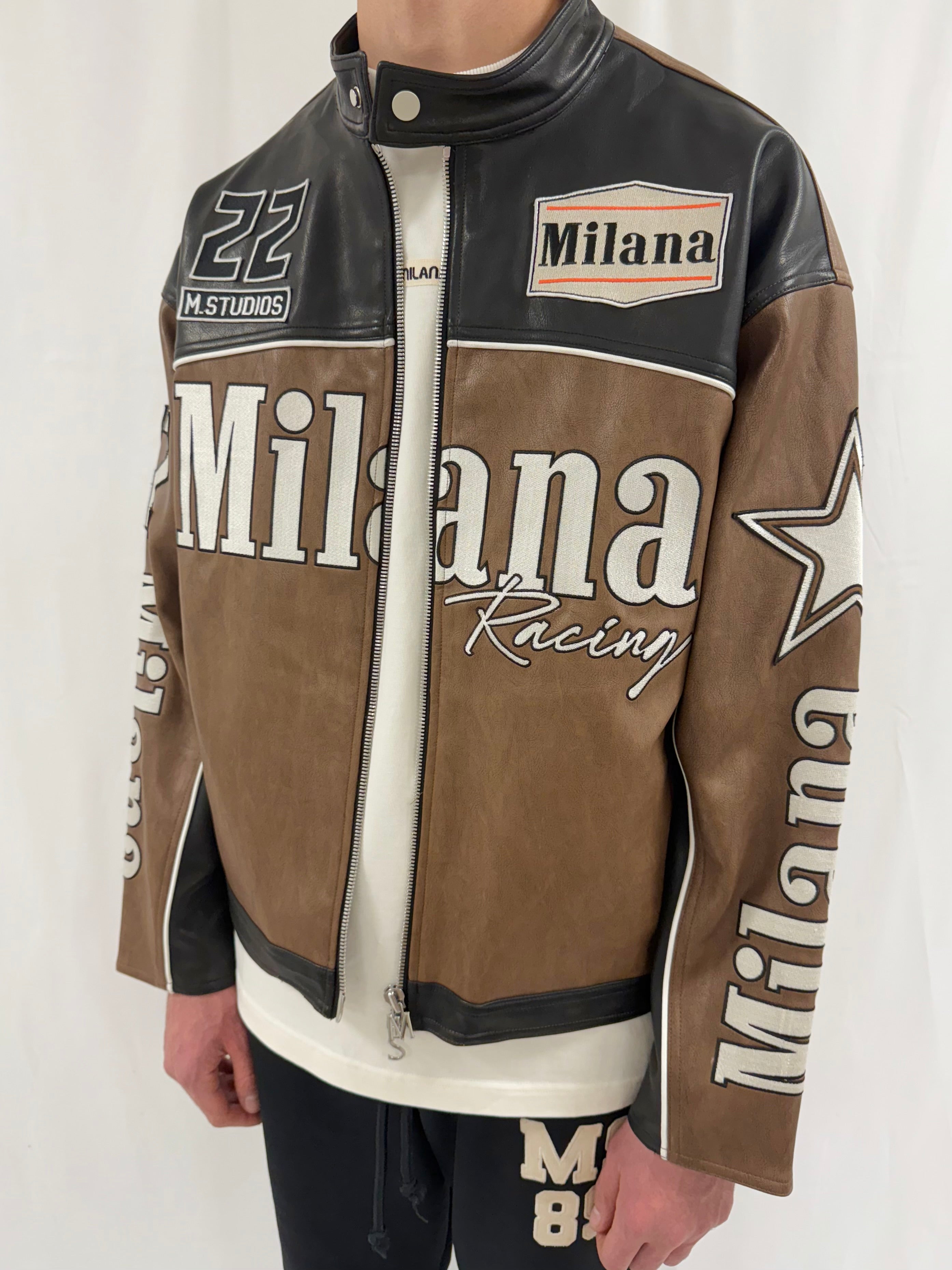 Chocolate Heavyweight Leather Biker Jacket.