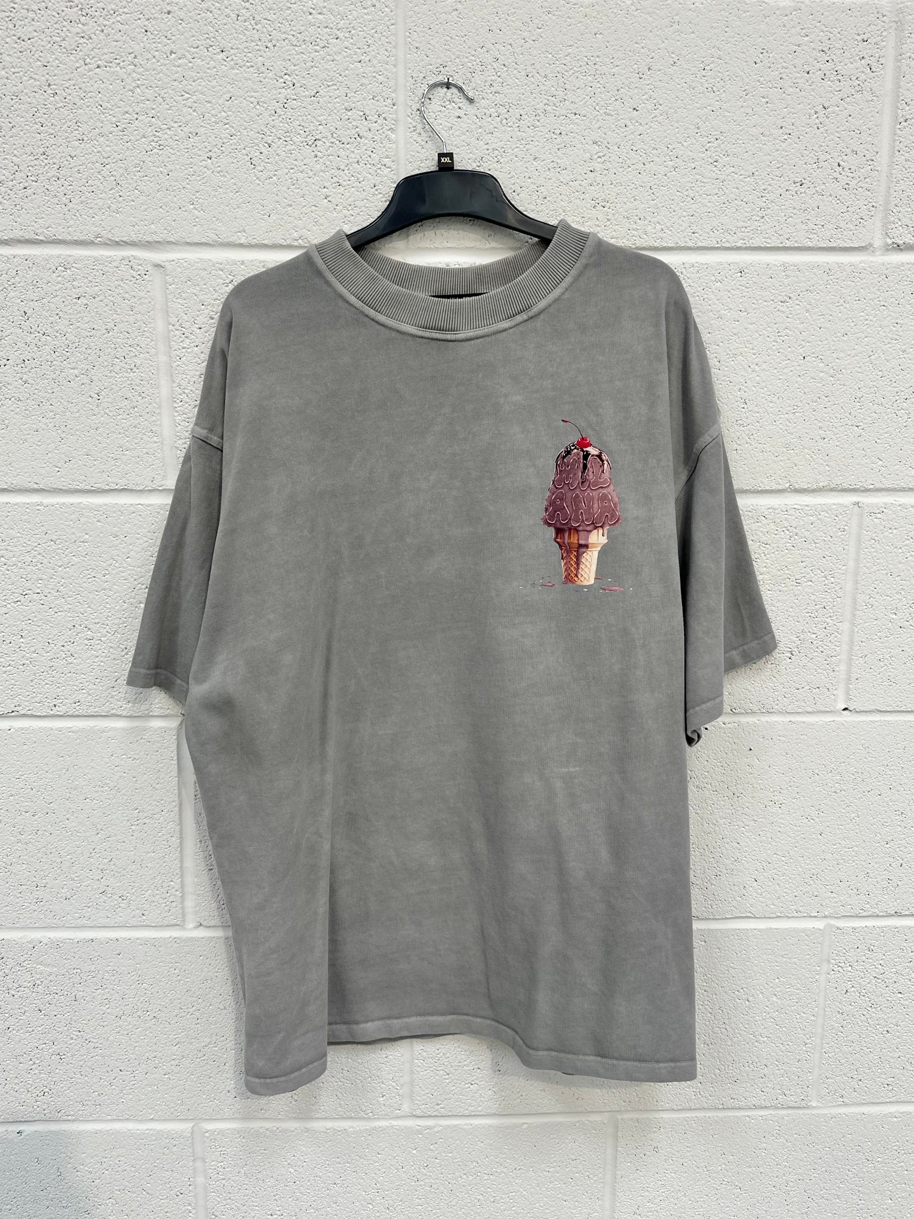 #N27 Washed Grey Ice Cream Heavyweight T-shirt.