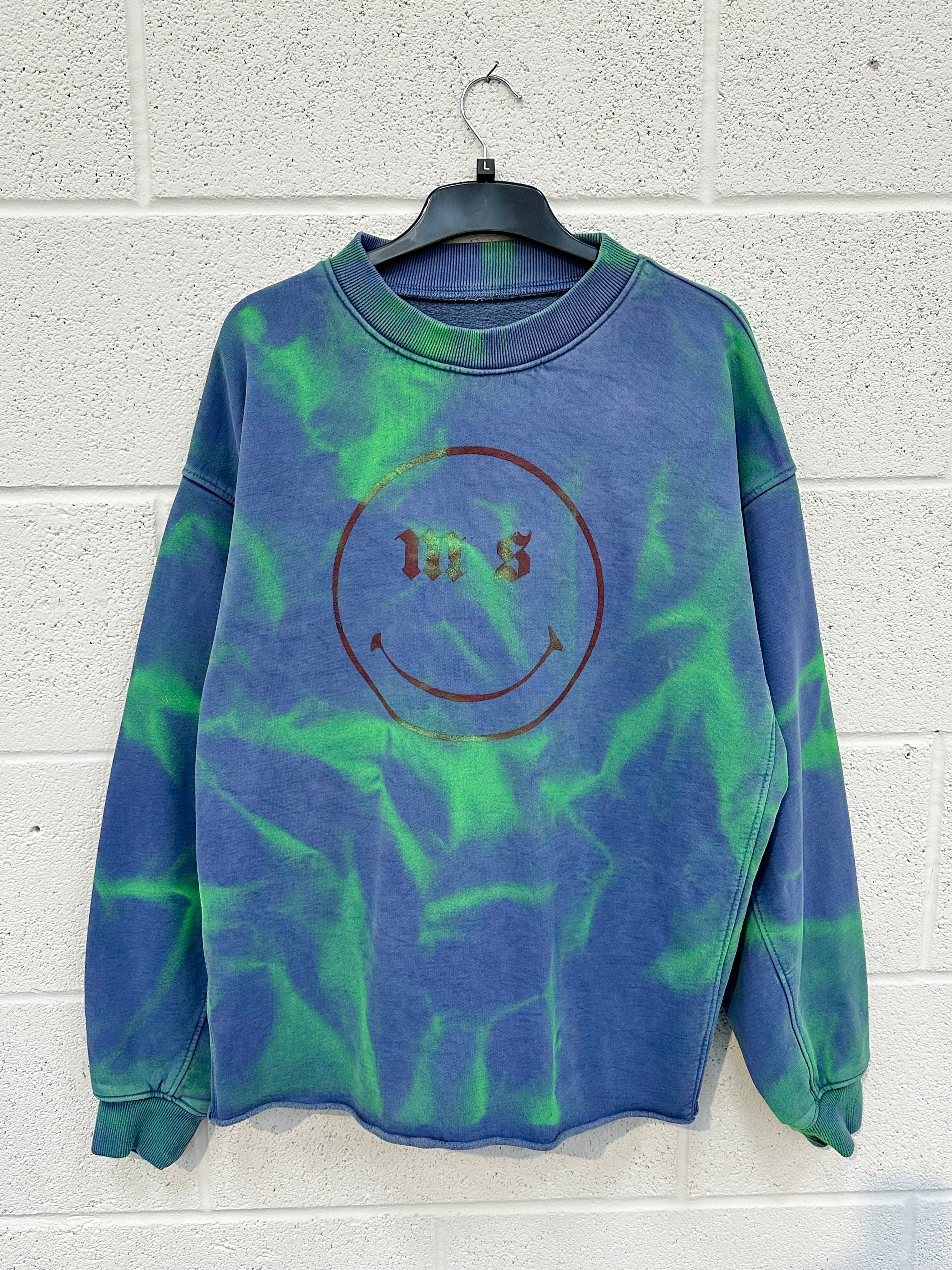 #AA23 Washed Blue Smiley Heavyweight Sweatshirt.