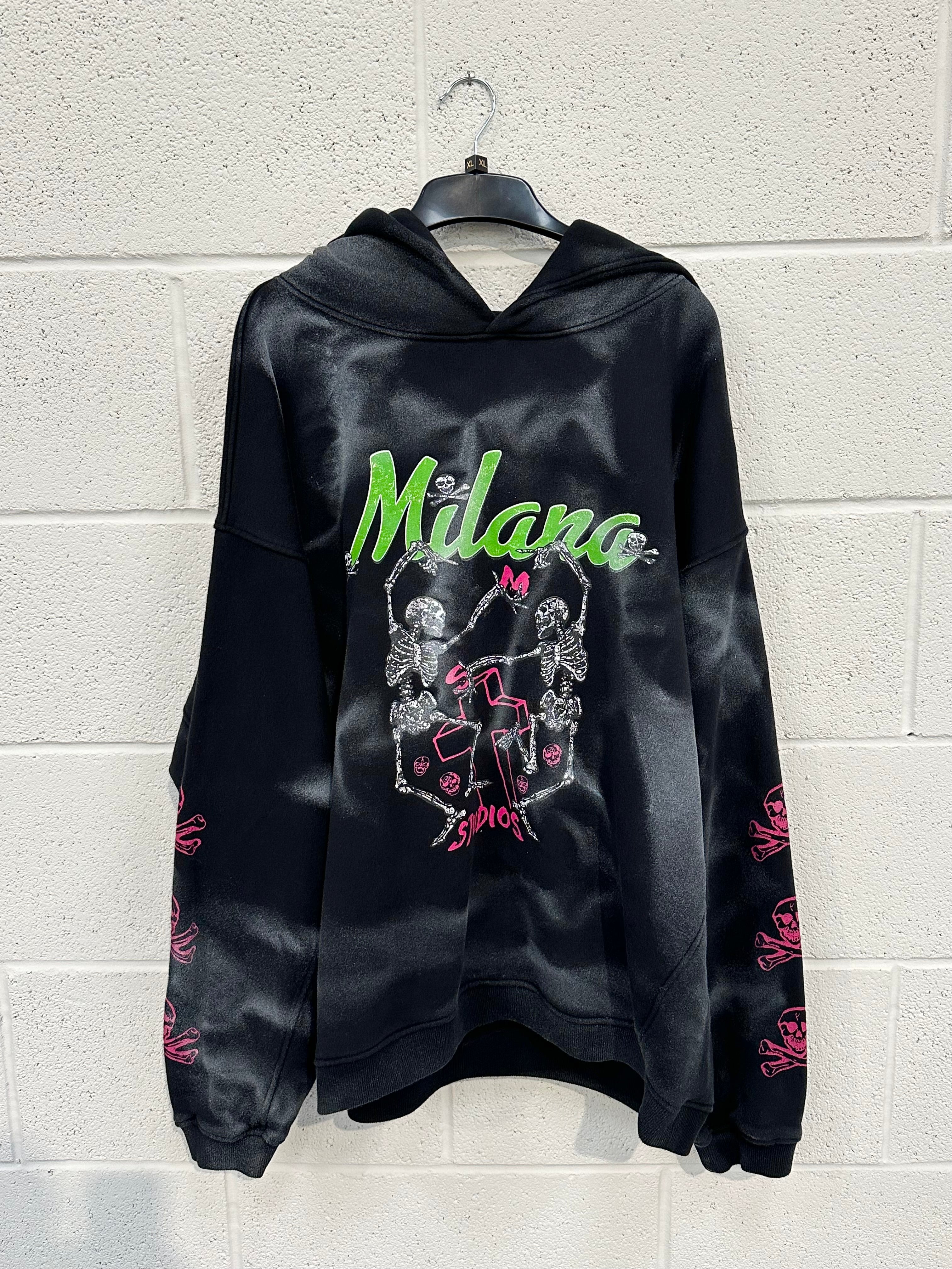 #M2 Black Skeleton Spray Out Heavyweight Hoodie.