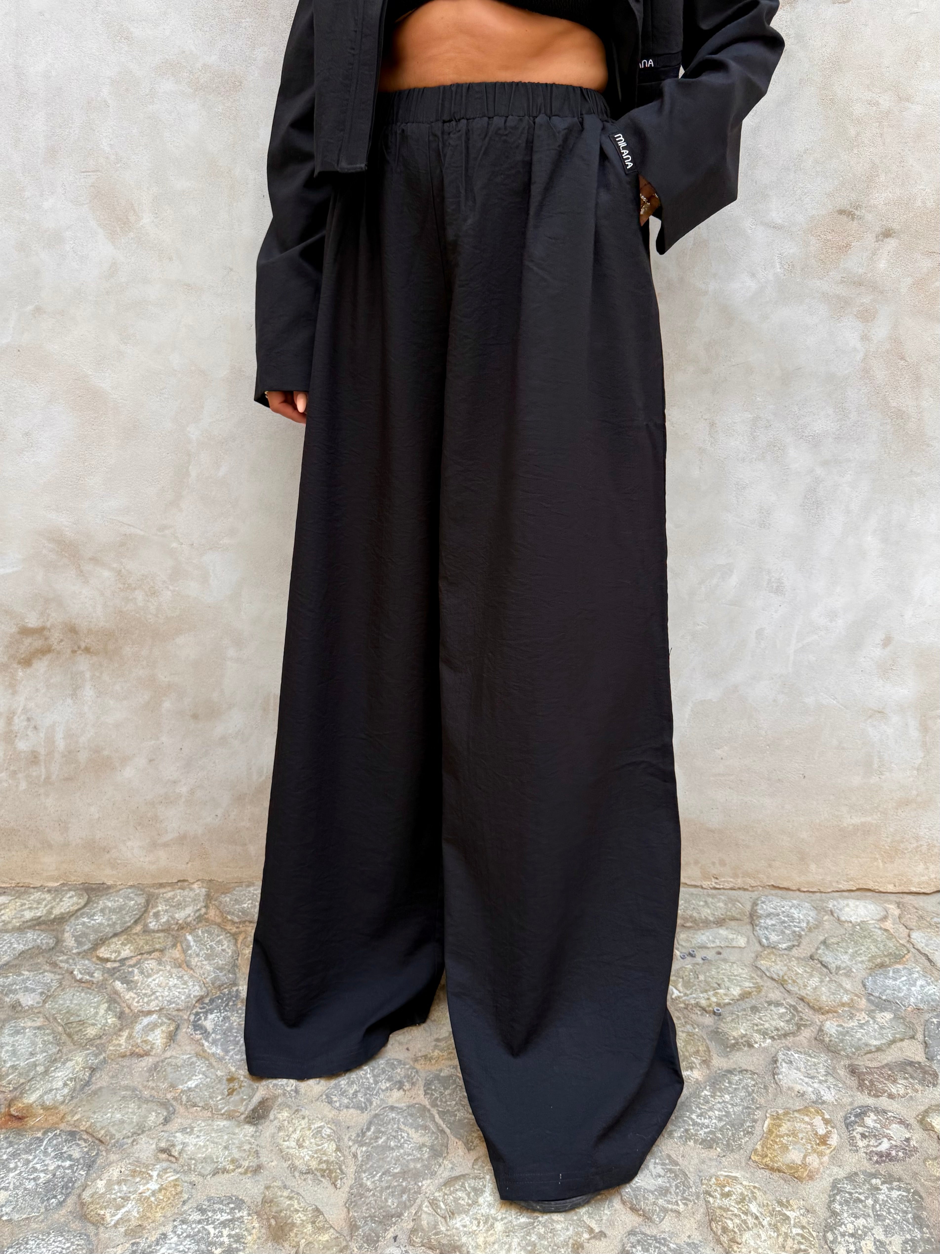 Black Milana Wide Linen Trouser.