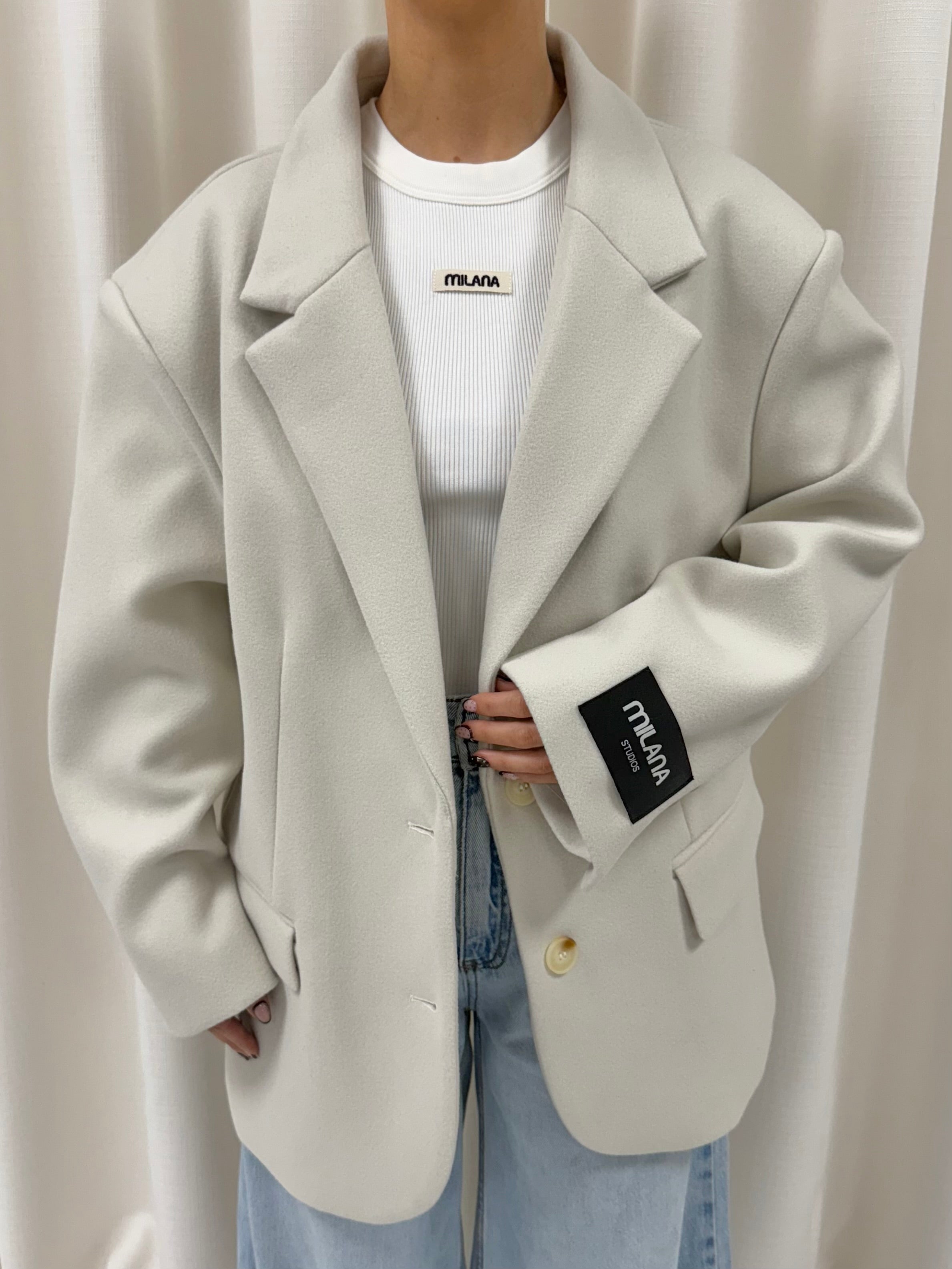 Ivory Oversized Structured Blazer.